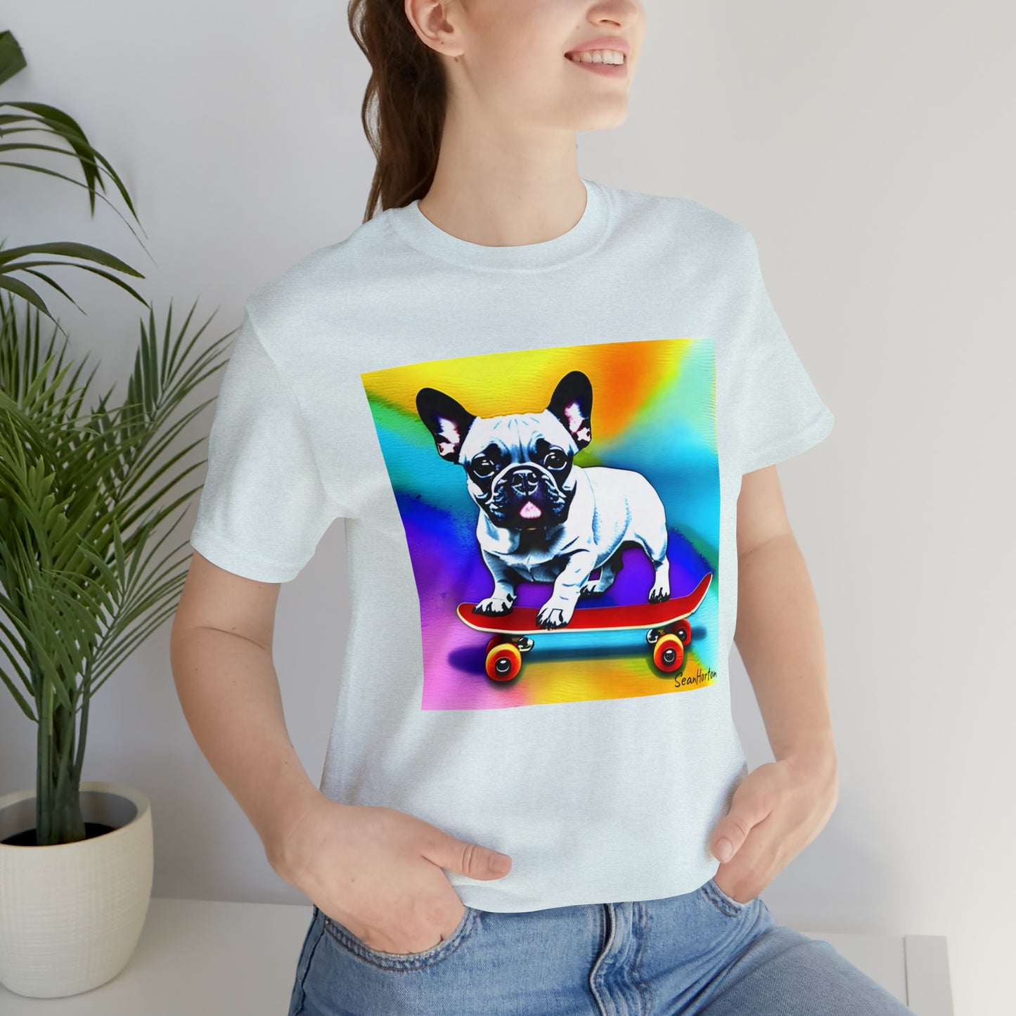 Frenchie on a Skateboard #3 Unisex Jersey Short Sleeve Tee