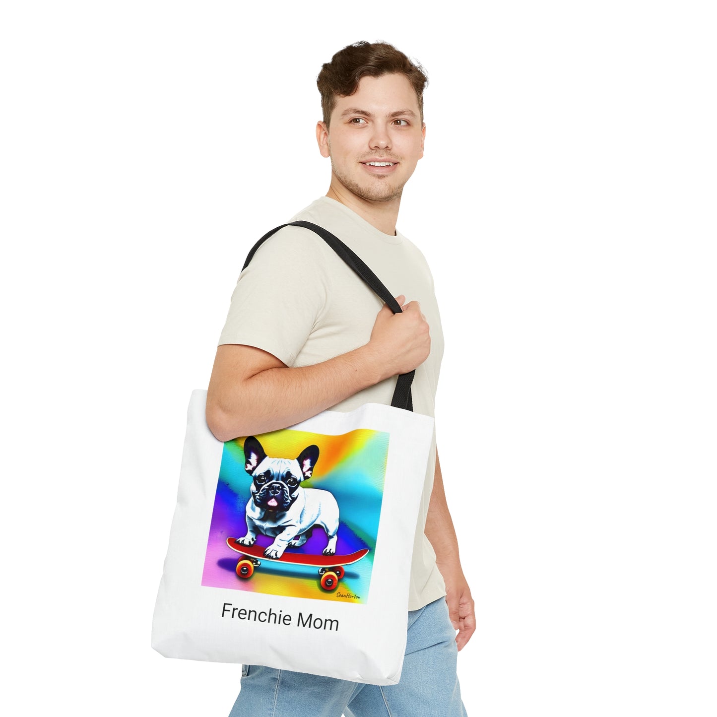 Frenchie on a Skateboard #3/Frenchie Mom Tote Bag (AOP)