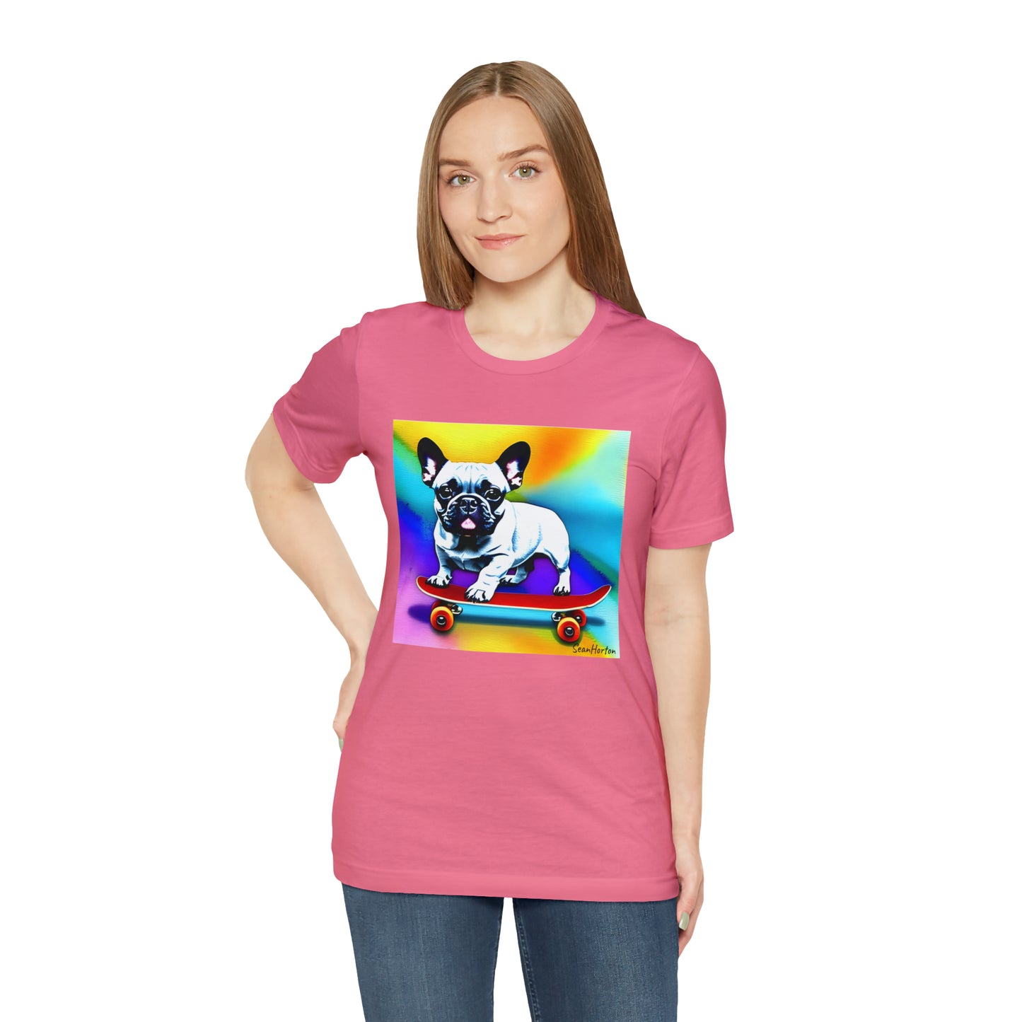 Frenchie on a Skateboard #3 Unisex Jersey Short Sleeve Tee