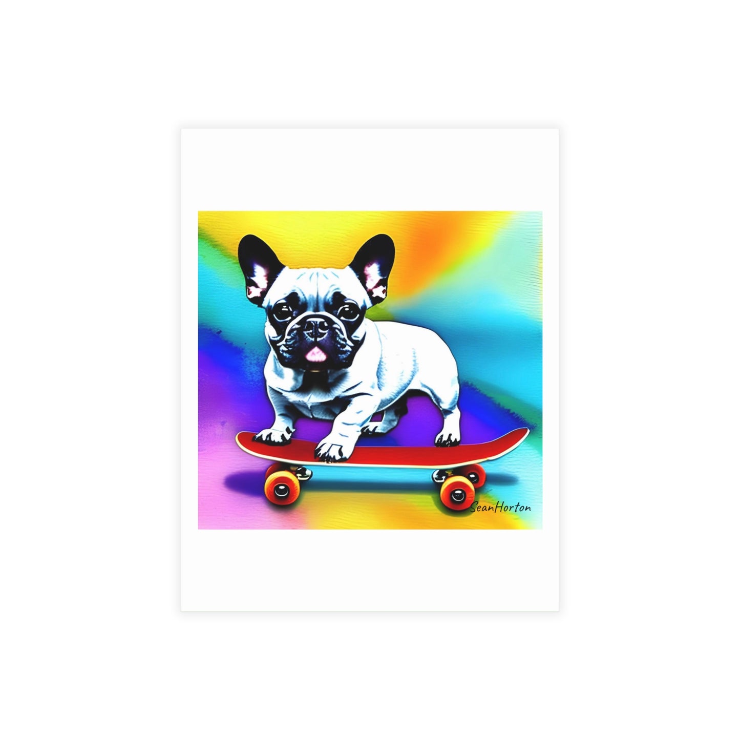 Frenchie on a Skateboard #3 Postcard Bundles (envelopes included)