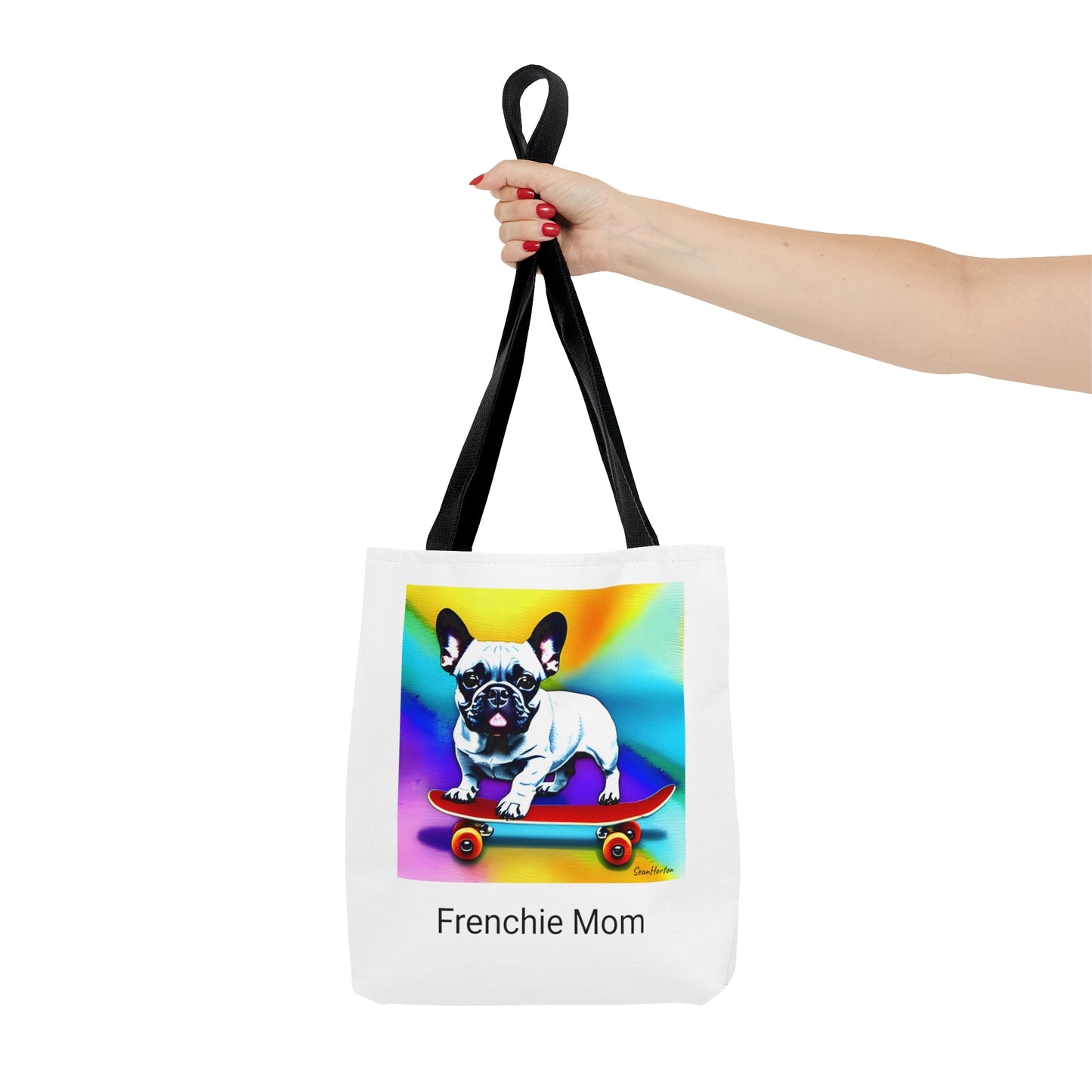 Frenchie on a Skateboard #3/Frenchie Mom Tote Bag (AOP)