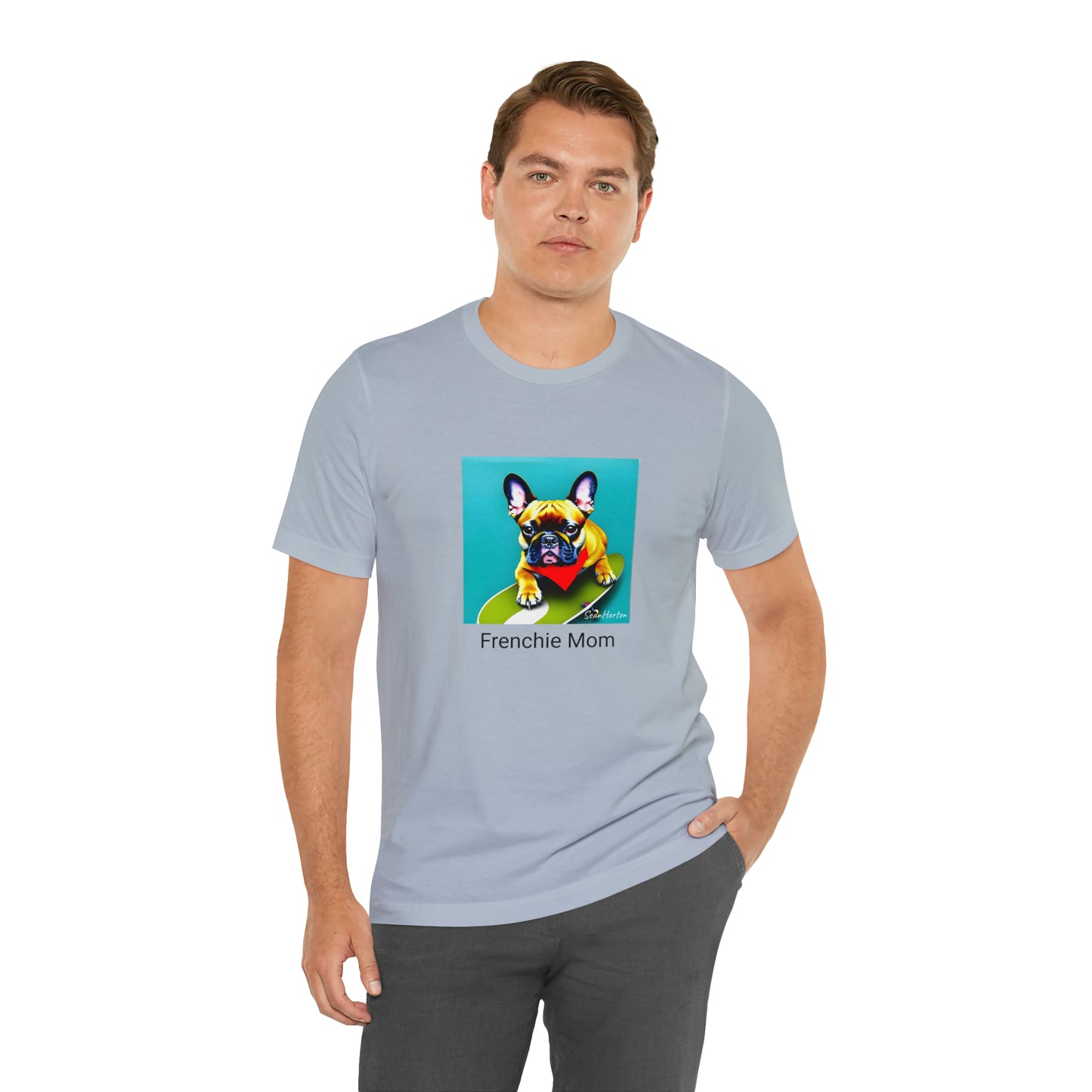 Frenchie on a Skateboard #2/Frenchie Mom Unisex Jersey Short Sleeve Tee