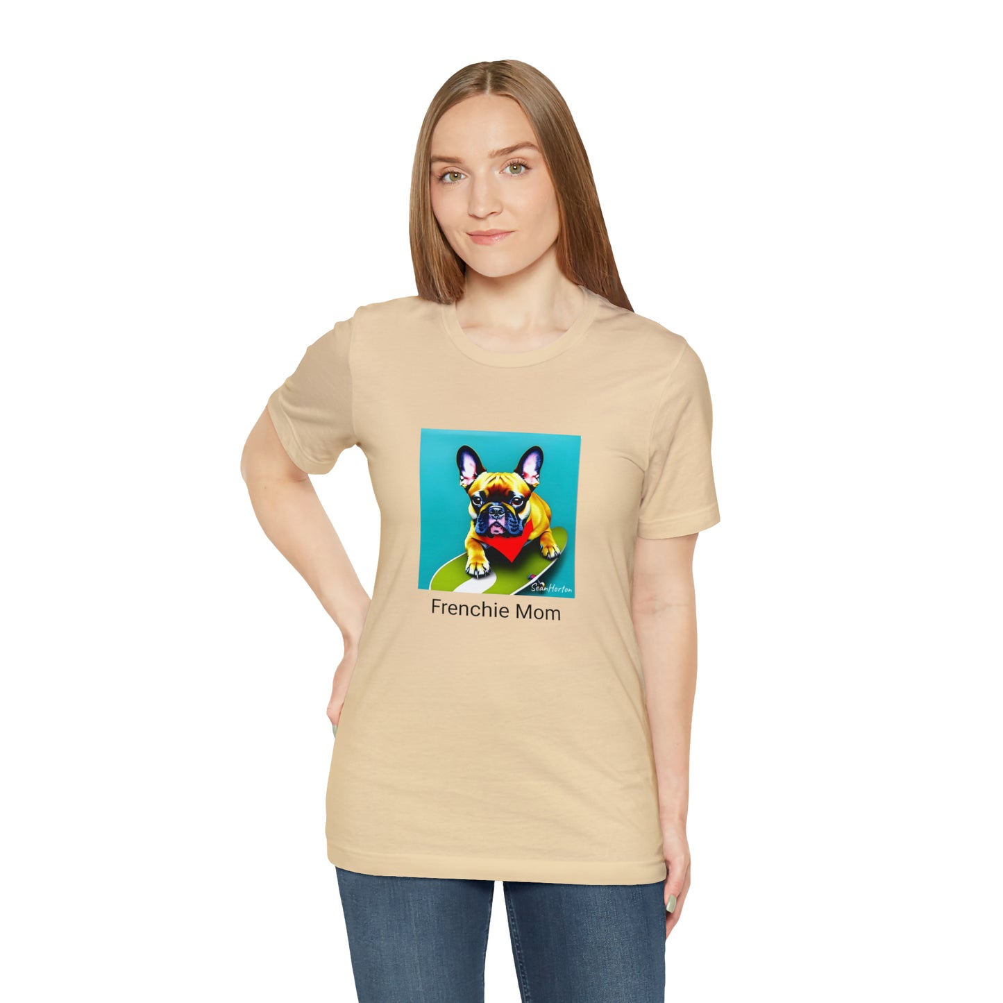 Frenchie on a Skateboard #2/Frenchie Mom Unisex Jersey Short Sleeve Tee