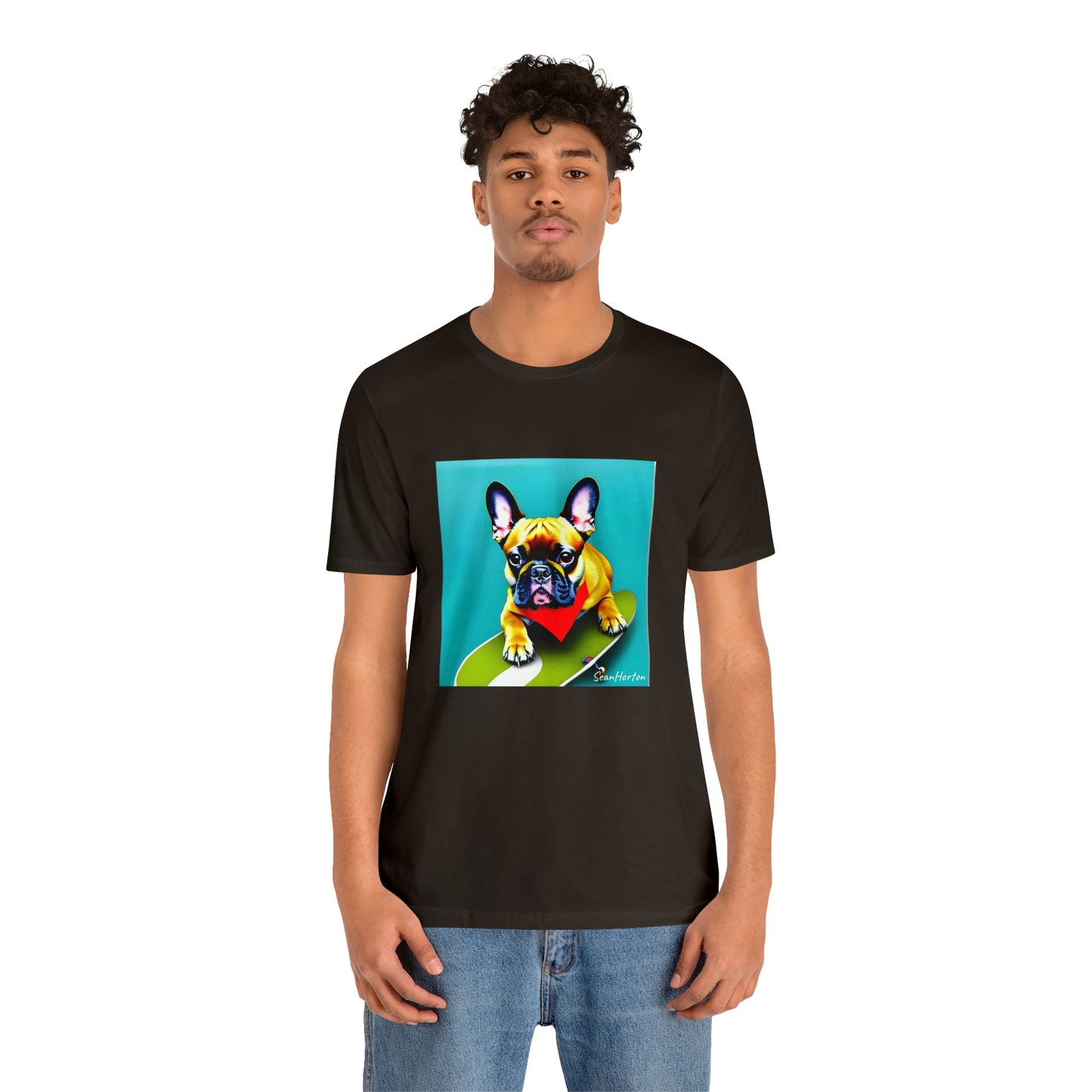 Frenchie on a Skateboard #2 Unisex Jersey Short Sleeve Tee