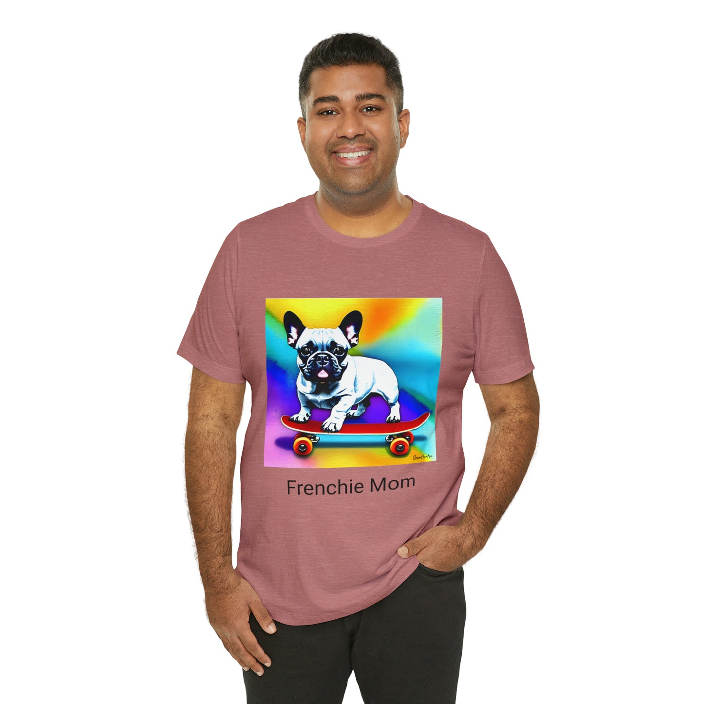 Frenchie on a Skateboard #3/Frenchie Mom Unisex Jersey Short Sleeve Tee