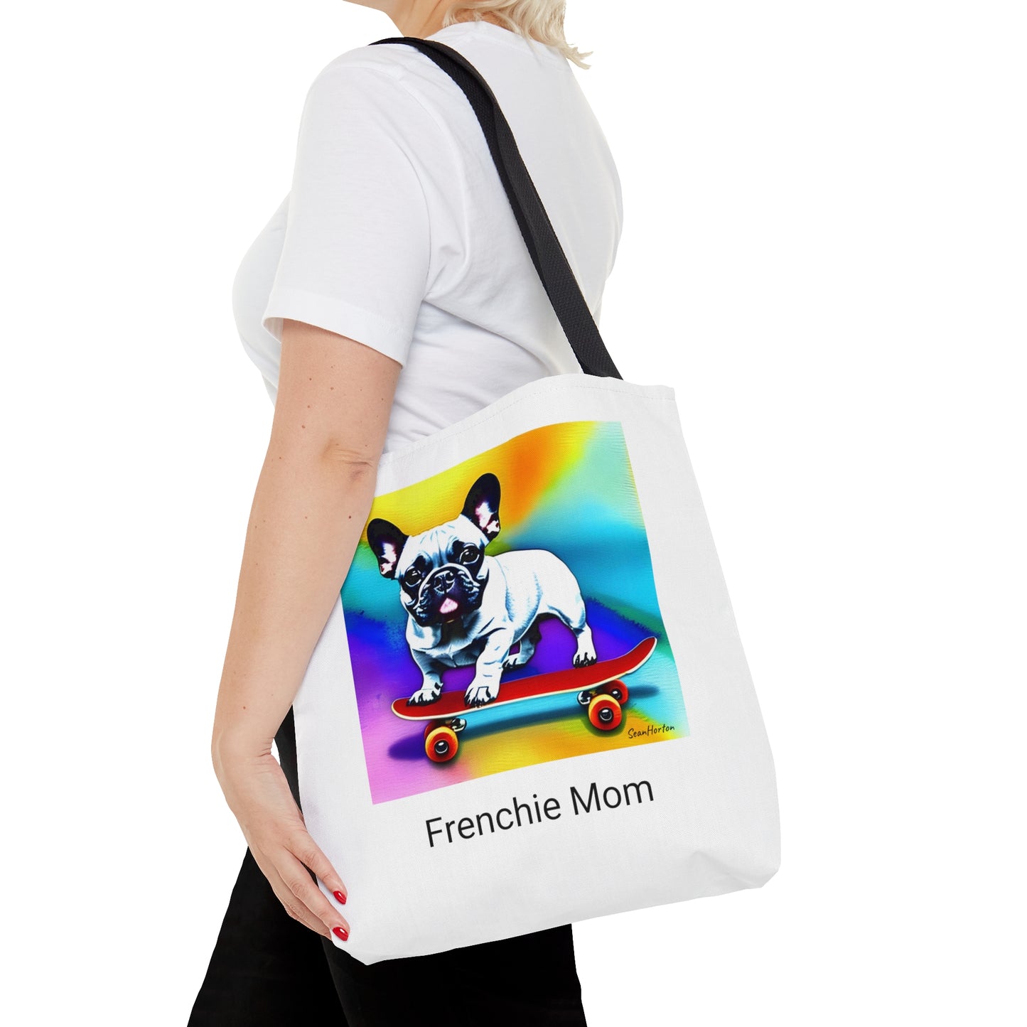 Frenchie on a Skateboard #3/Frenchie Mom Tote Bag (AOP)