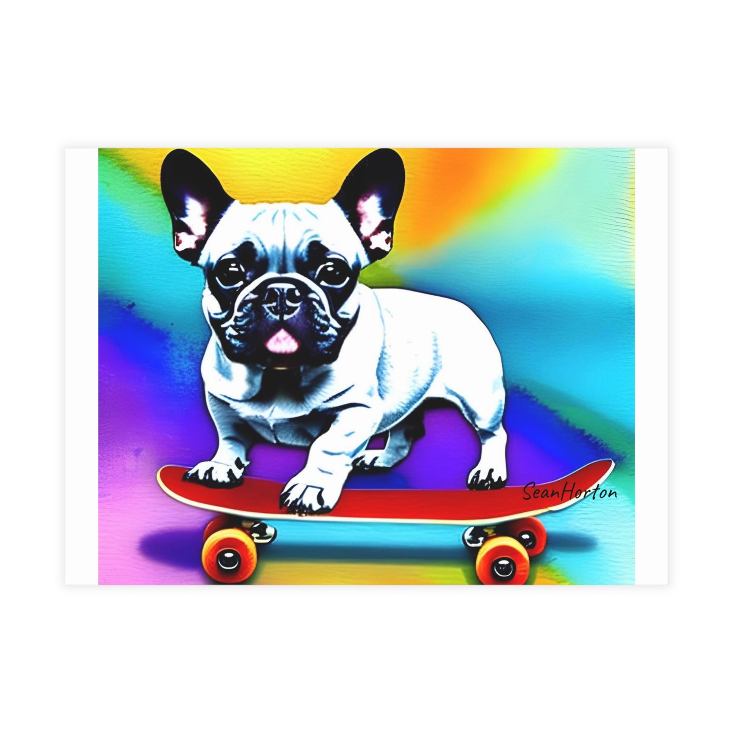 Frenchie on a Skateboard #3 Postcard Bundles (envelopes included)