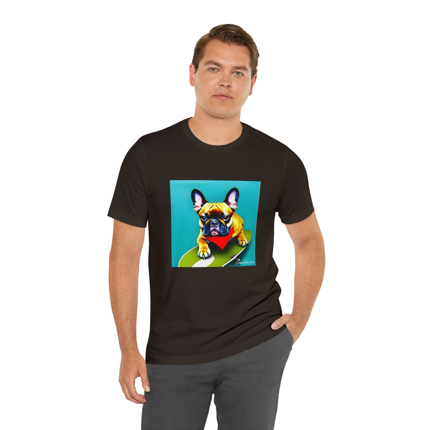 Frenchie on a Skateboard #2 Unisex Jersey Short Sleeve Tee