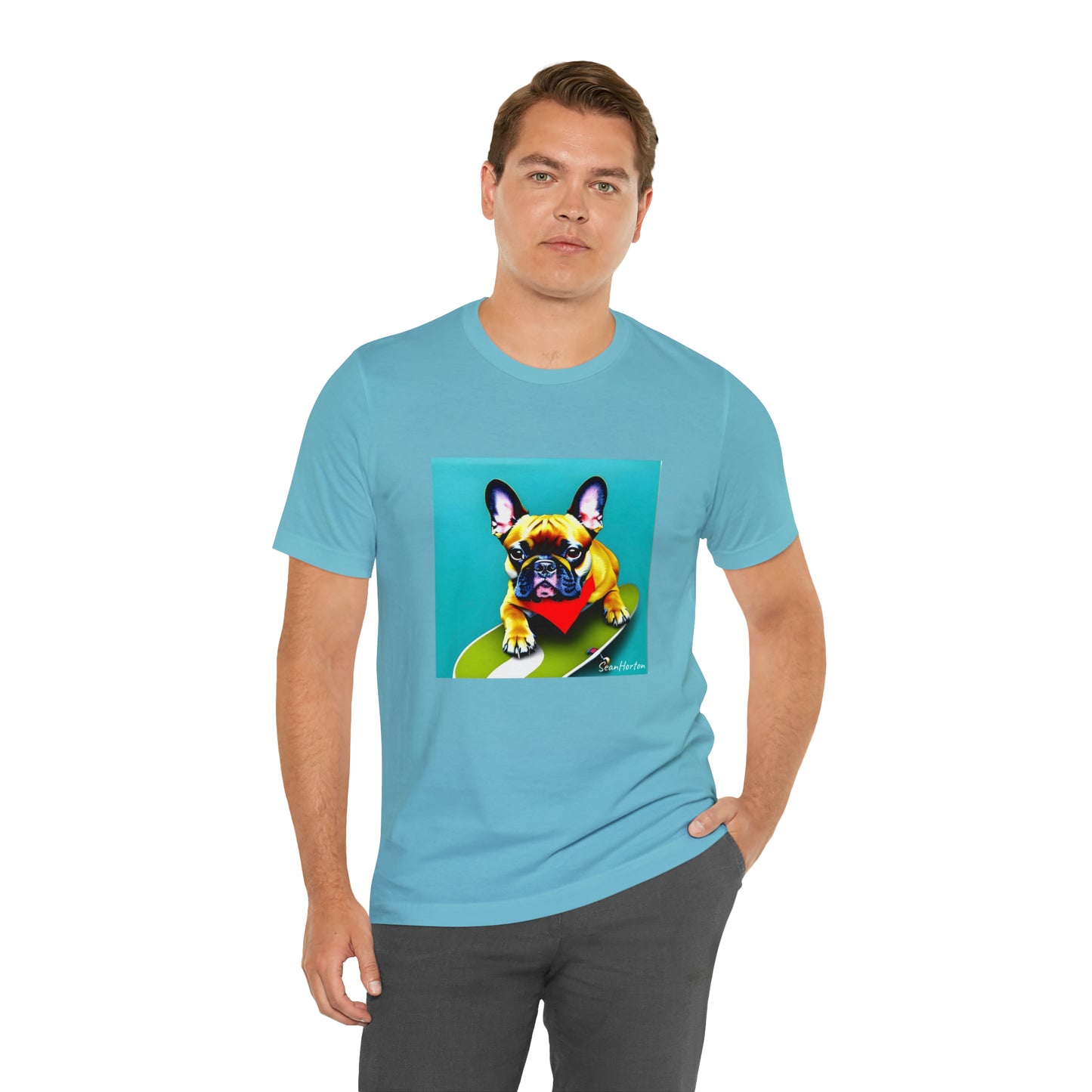 Frenchie on a Skateboard #2 Unisex Jersey Short Sleeve Tee