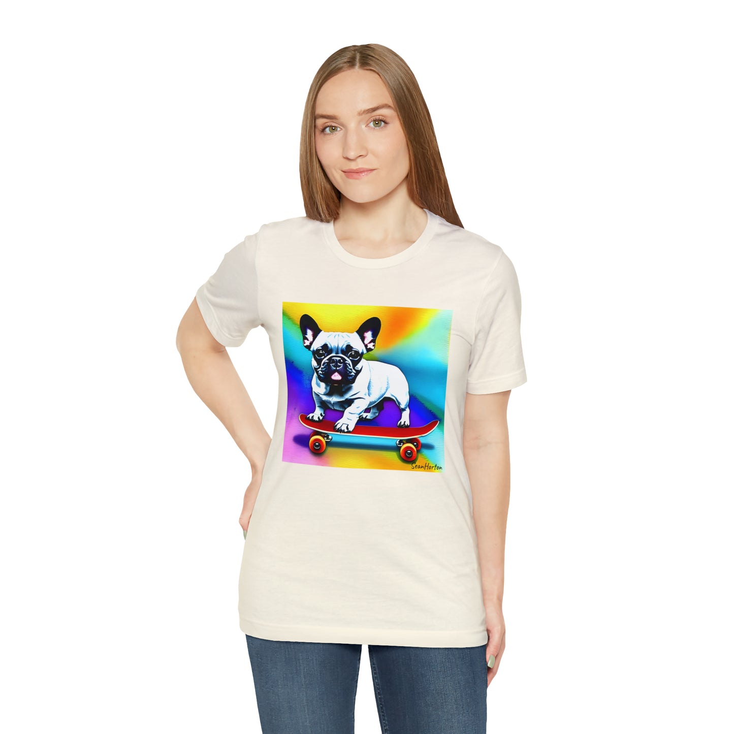 Frenchie on a Skateboard #3 Unisex Jersey Short Sleeve Tee