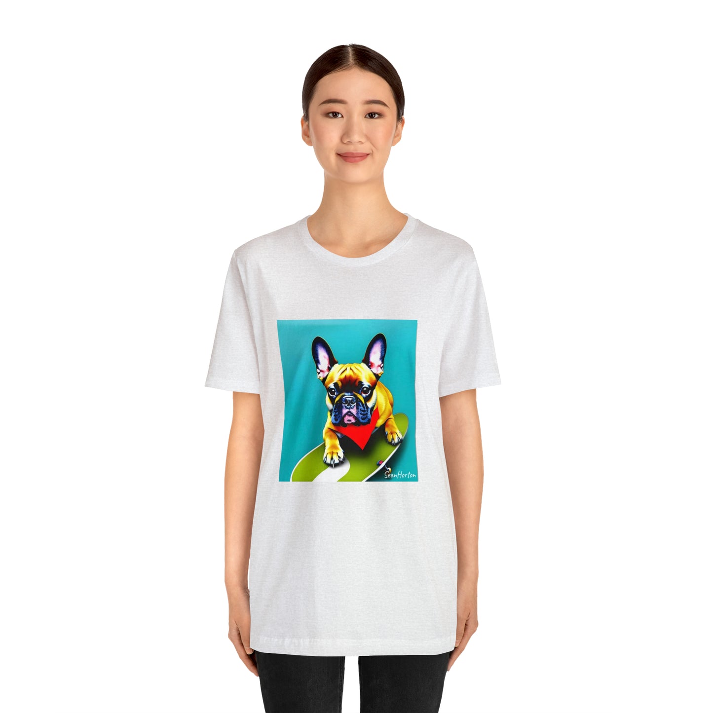 Frenchie on a Skateboard #2 Unisex Jersey Short Sleeve Tee