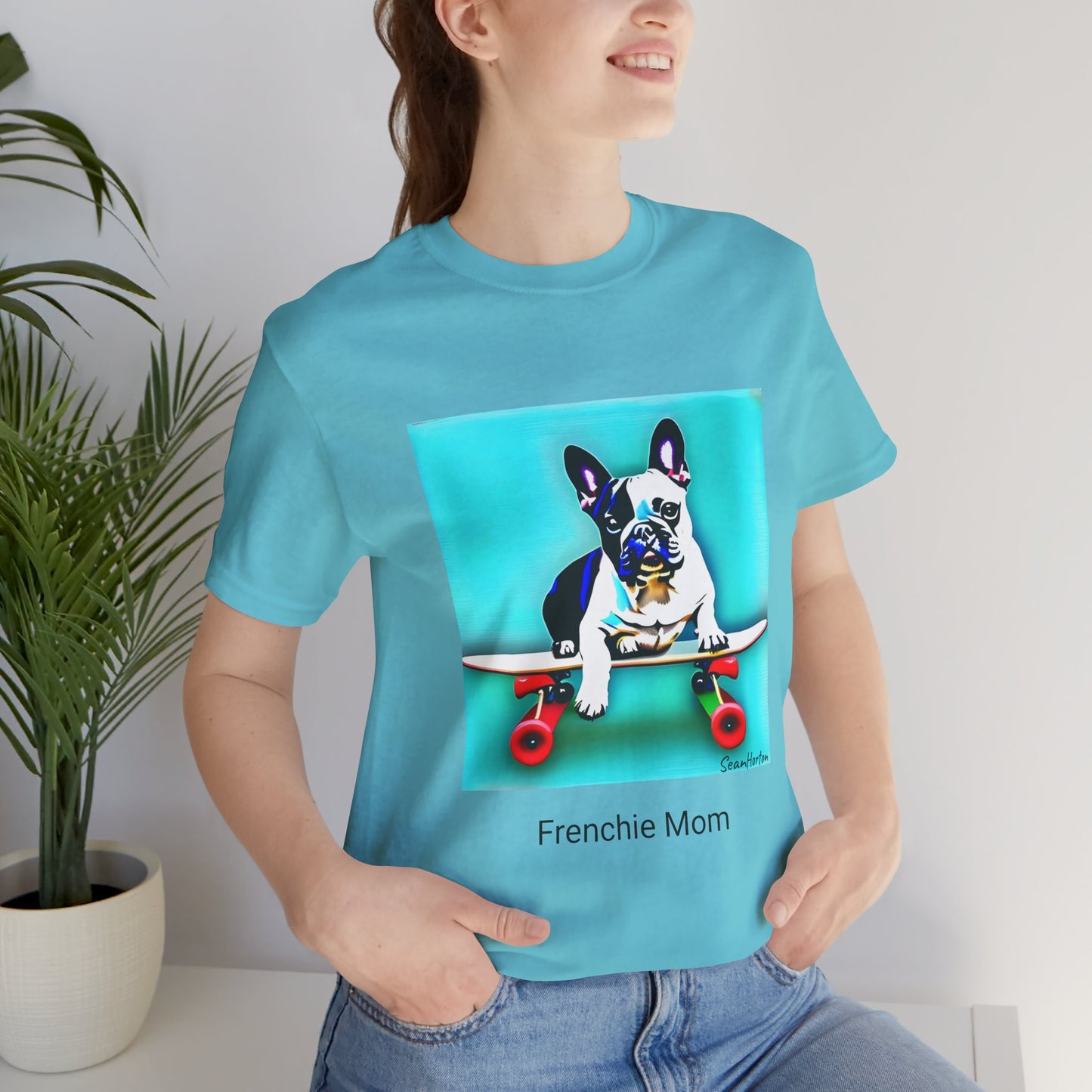 Frenchie on a Skateboard/Frenchie Mom Unisex Jersey Short Sleeve Tee