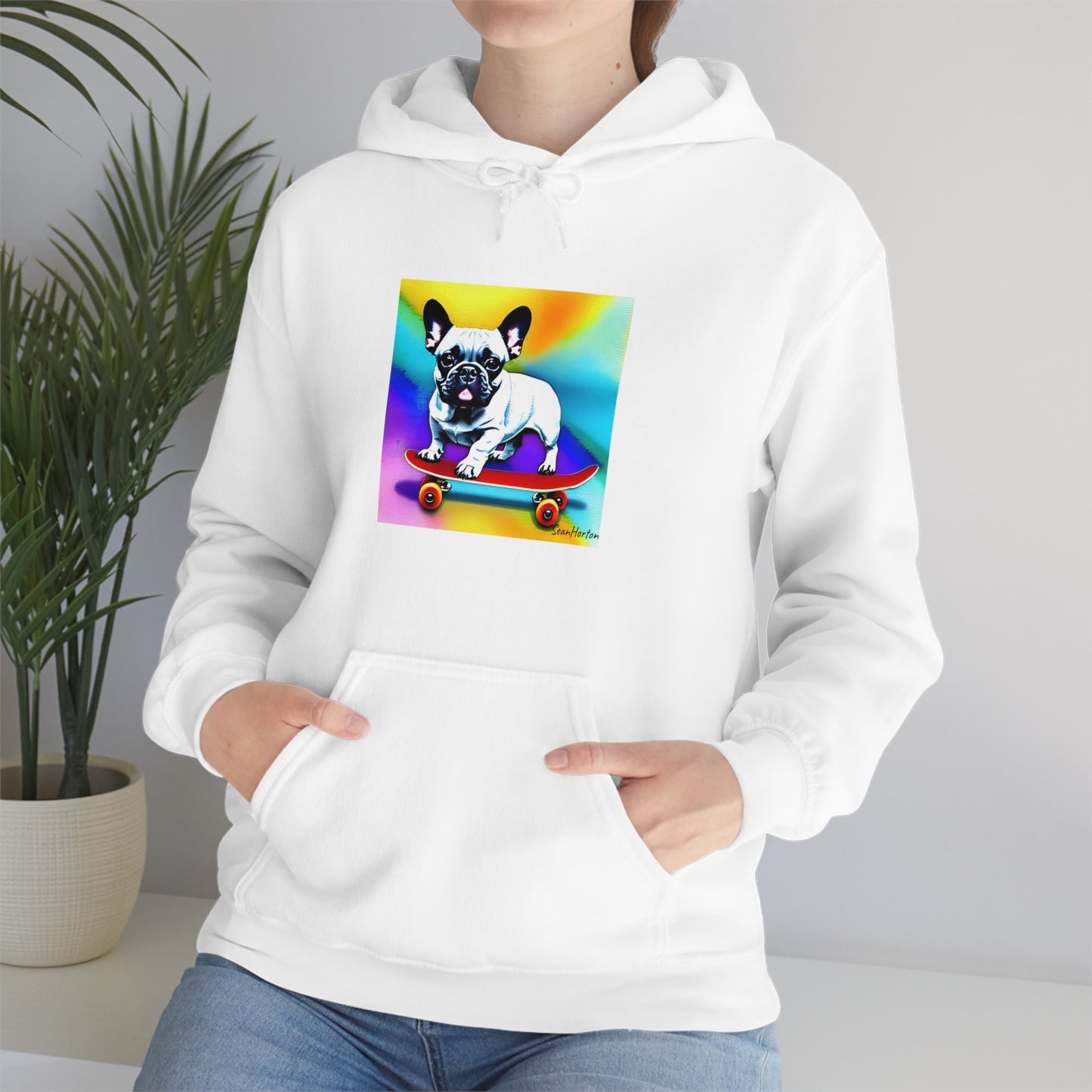 Frenchie on a Skateboard #3 Unisex Heavy Blend™ Hooded Sweatshirt