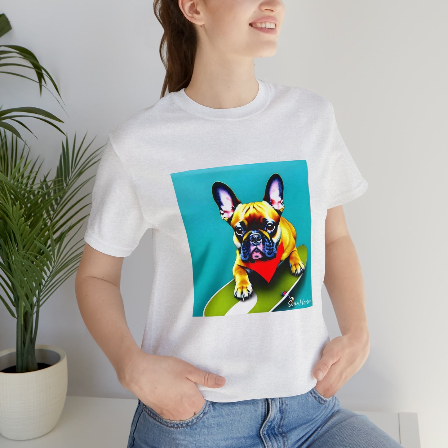 Frenchie on a Skateboard #2 Unisex Jersey Short Sleeve Tee