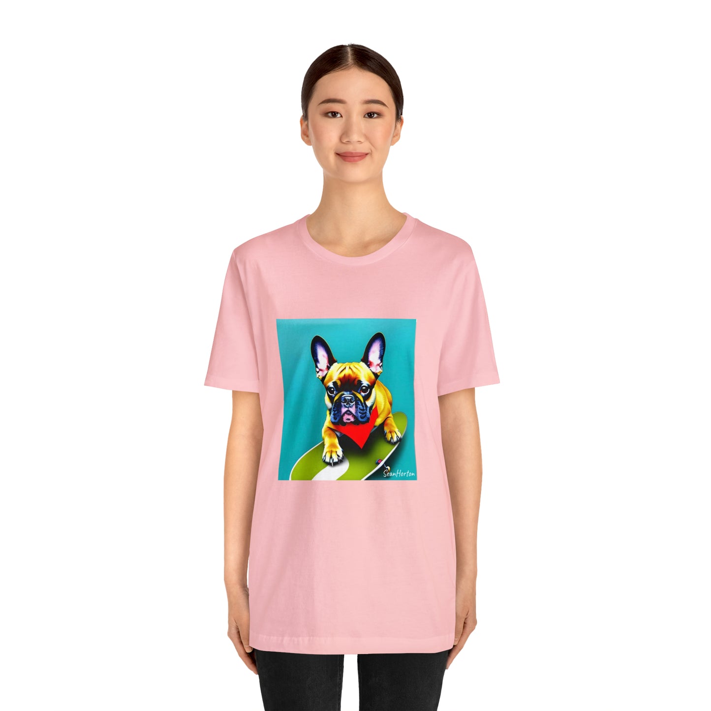 Frenchie on a Skateboard #2 Unisex Jersey Short Sleeve Tee