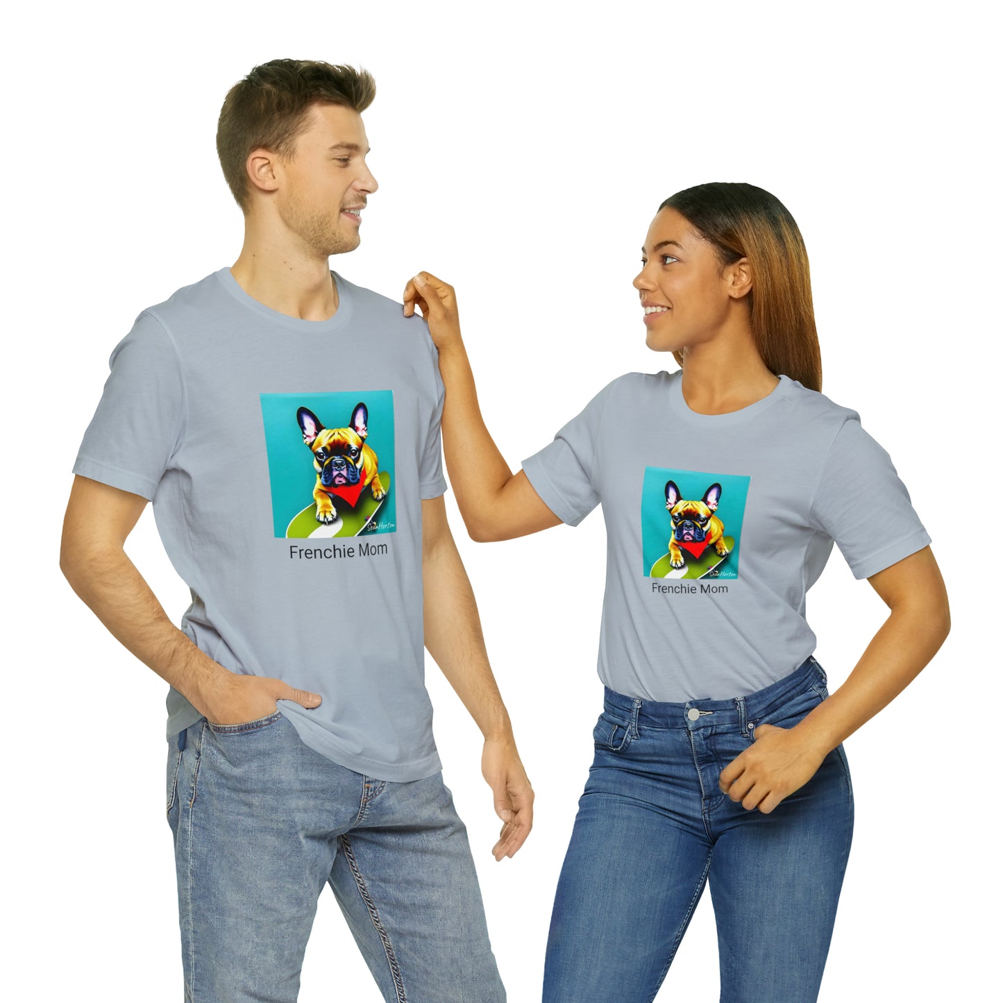 Frenchie on a Skateboard #2/Frenchie Mom Unisex Jersey Short Sleeve Tee