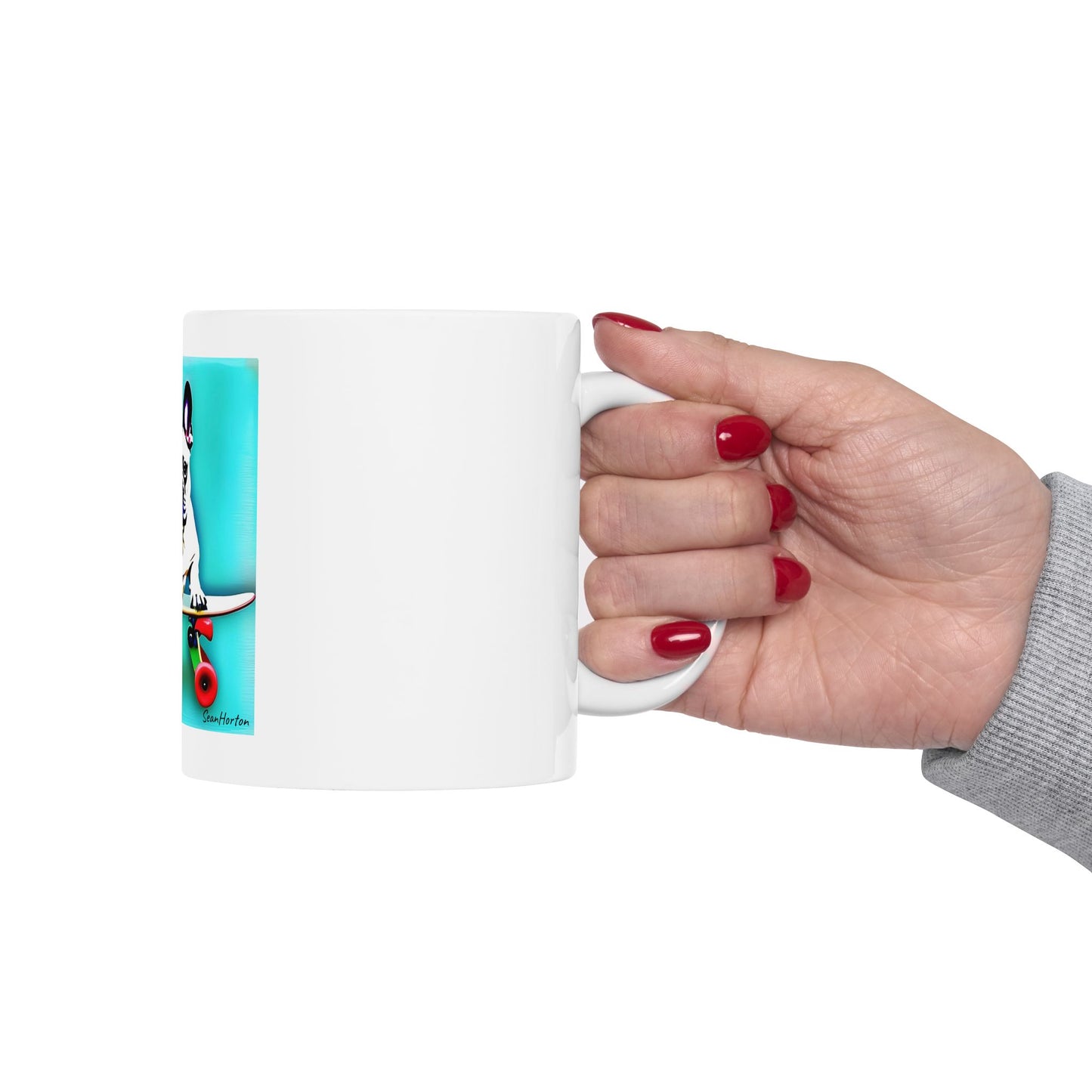 Frenchie on a Skateboard Ceramic Mug 11oz