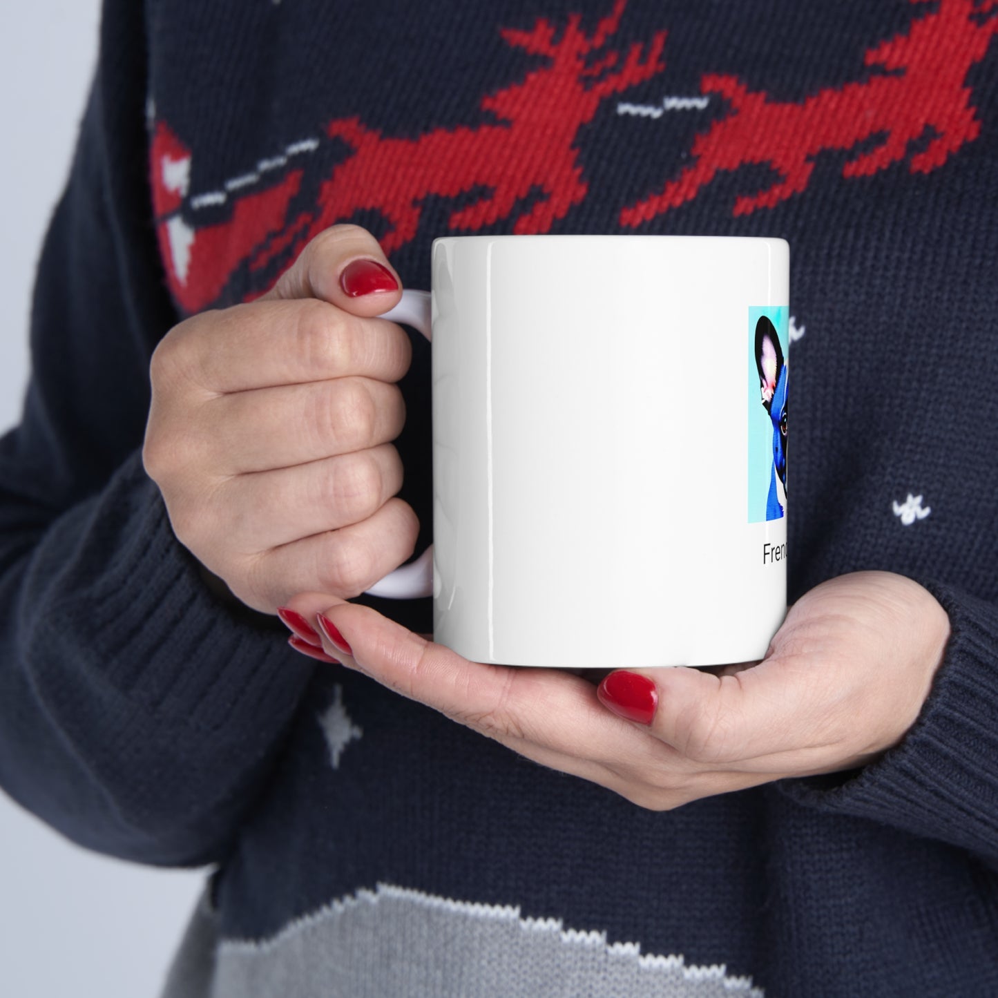 Blue Frenchie/Frenchie Dad Ceramic Mug 11oz