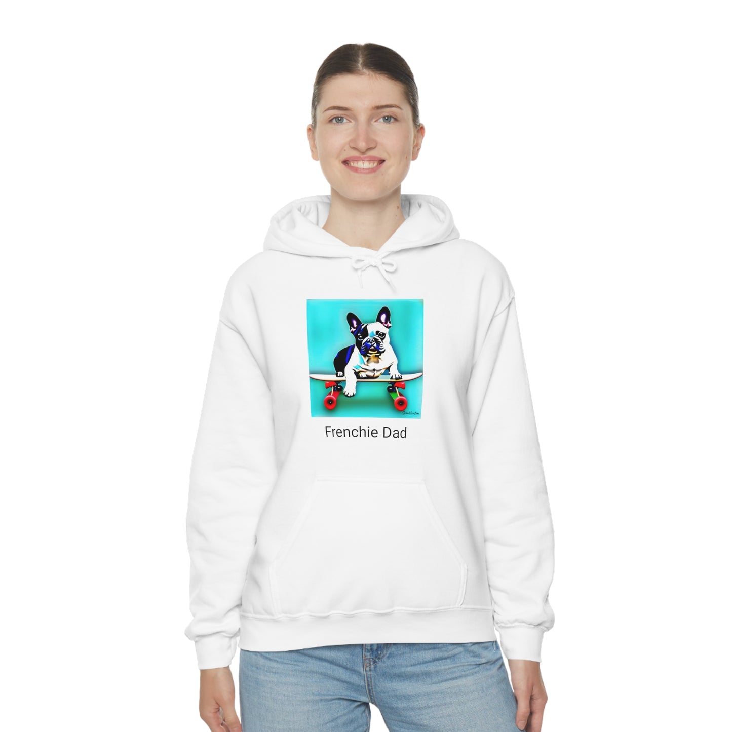 Frenchie on a Skateboard/Frenchie Dad Unisex Heavy Blend™ Hooded Sweatshirt