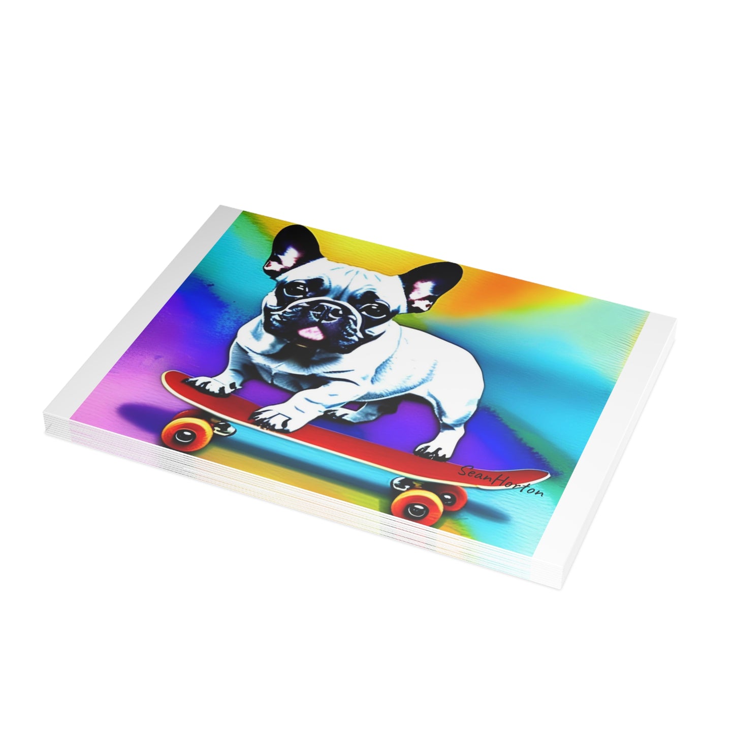 Frenchie on a Skateboard #3 Postcard Bundles (envelopes included)
