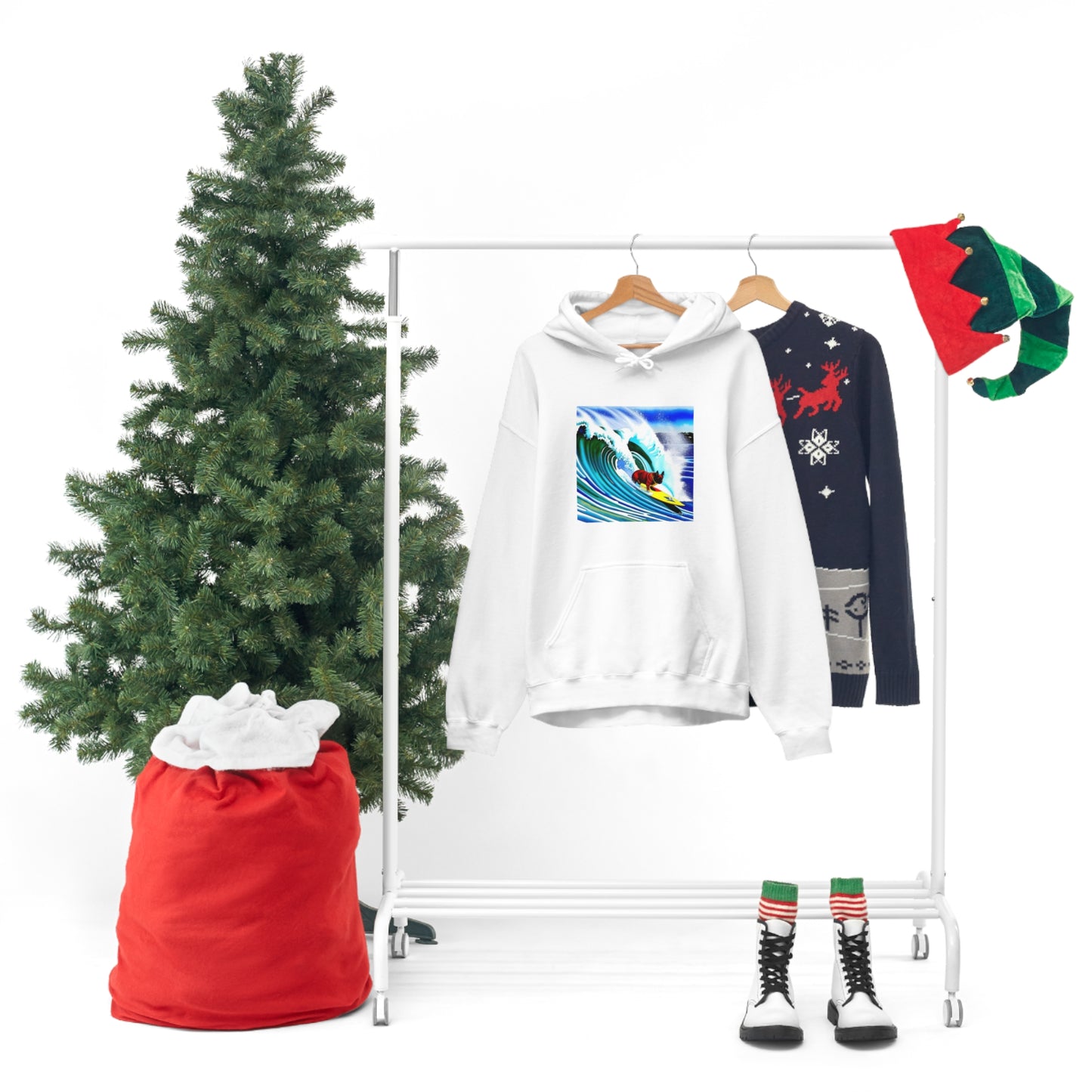 Surfing Frenchie Unisex Heavy Blend™ Hooded Sweatshirt