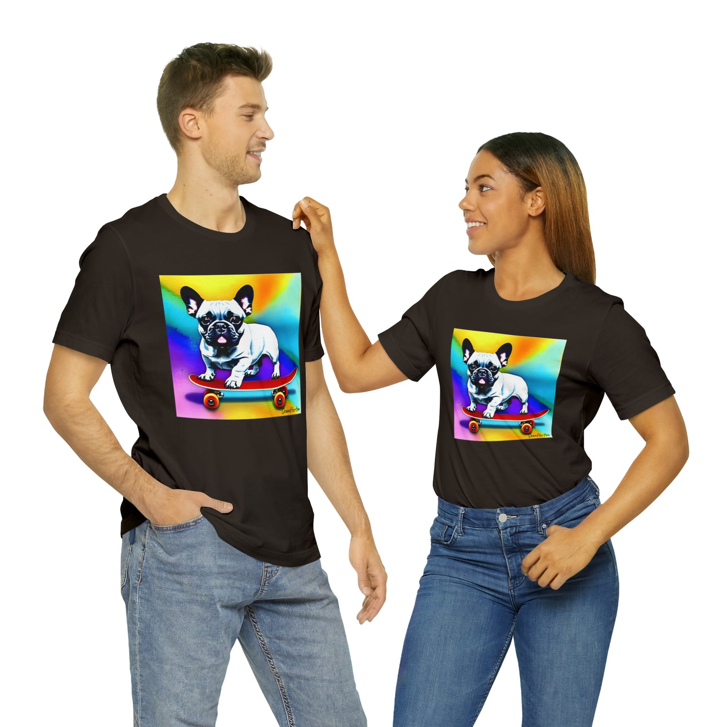Frenchie on a Skateboard #3 Unisex Jersey Short Sleeve Tee