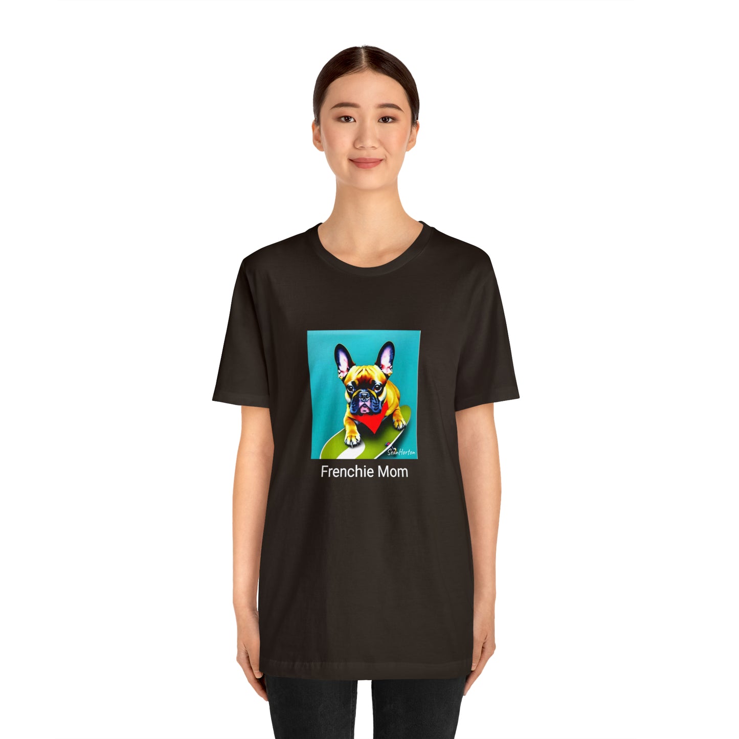 Frenchie on a Skateboard #2/Frenchie Mom Unisex Jersey Short Sleeve Tee