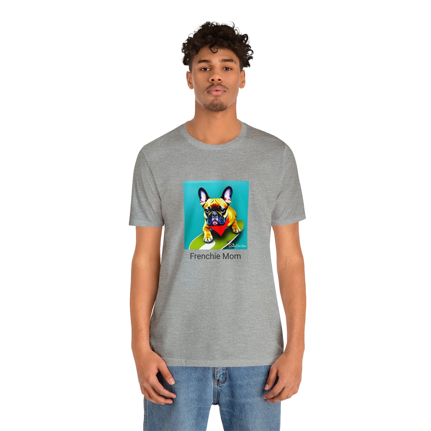Frenchie on a Skateboard #2/Frenchie Mom Unisex Jersey Short Sleeve Tee
