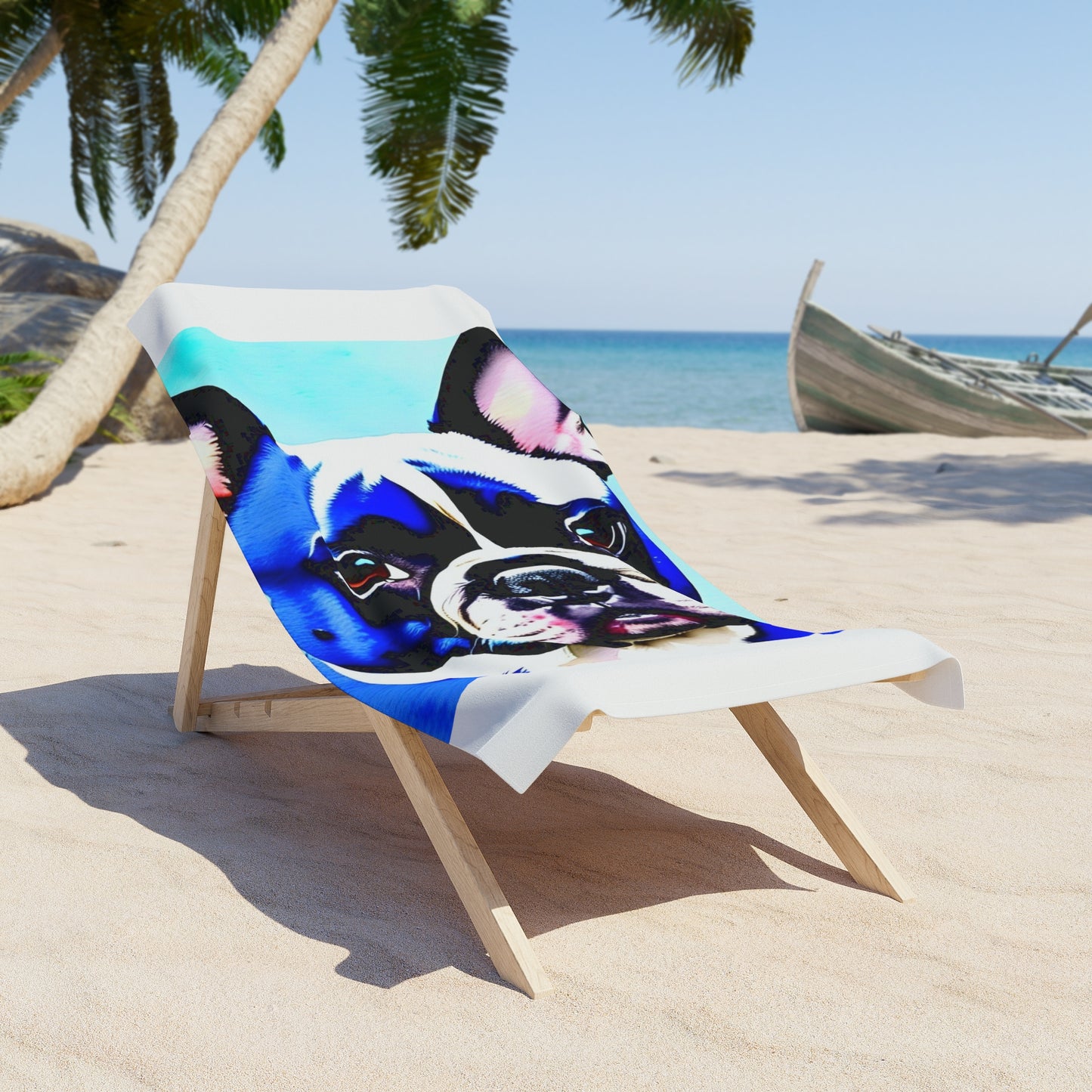 Blue Frenchie Beach Towel
