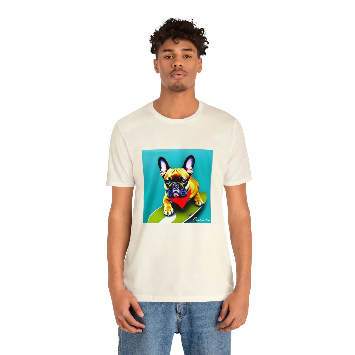Frenchie on a Skateboard #2 Unisex Jersey Short Sleeve Tee