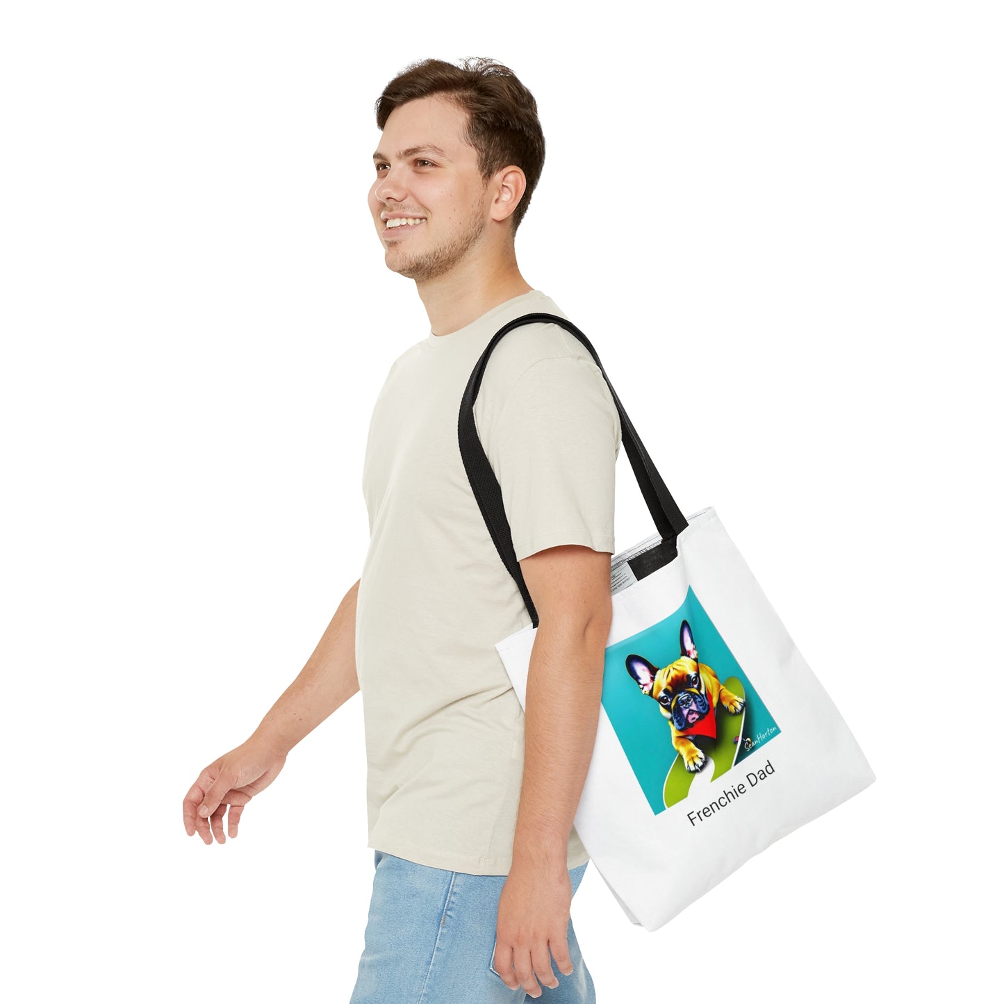 Frenchie on a Skateboard #2/Frenchie Dad Tote Bag (AOP)