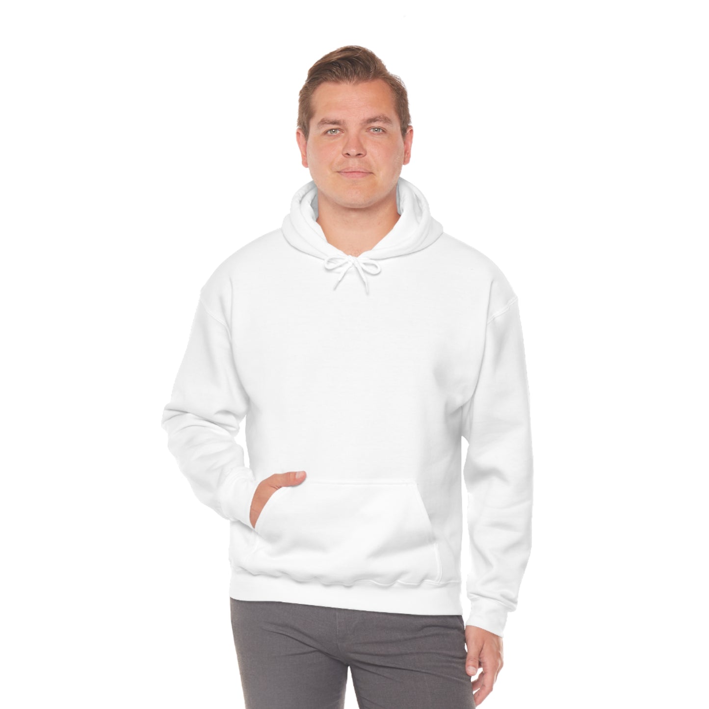 Blue Frenchie on the Back of Hoodie Unisex Heavy Blend™ Hooded Sweatshirt