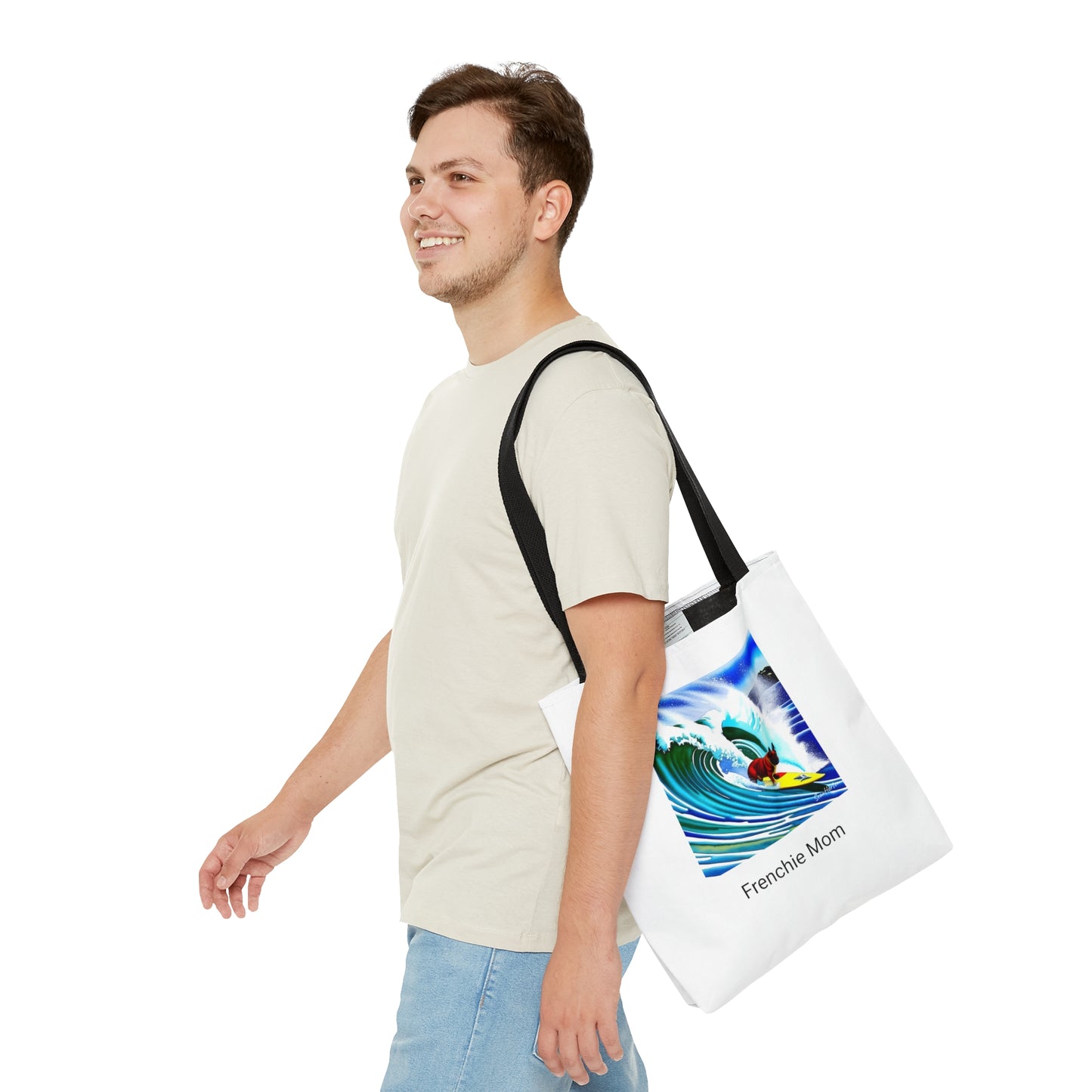 Surfing Frenchie/Frenchie Mom Tote Bag (AOP)
