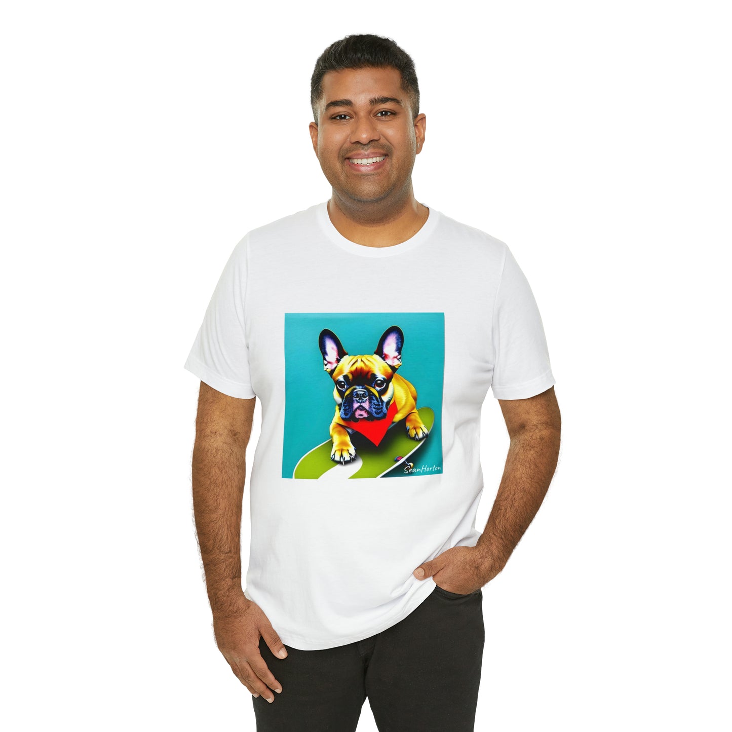 Frenchie on a Skateboard #2 Unisex Jersey Short Sleeve Tee