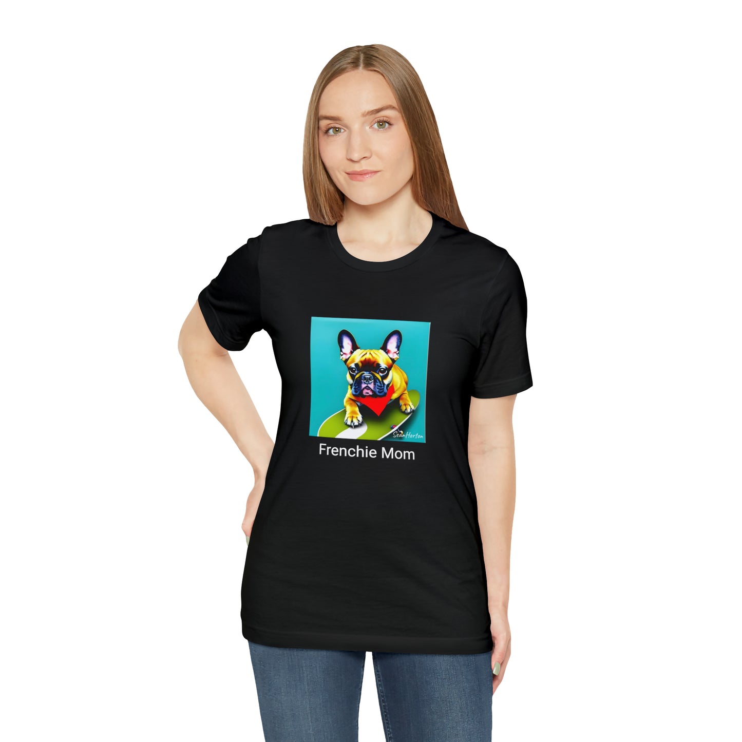 Frenchie on a Skateboard #2/Frenchie Mom Unisex Jersey Short Sleeve Tee