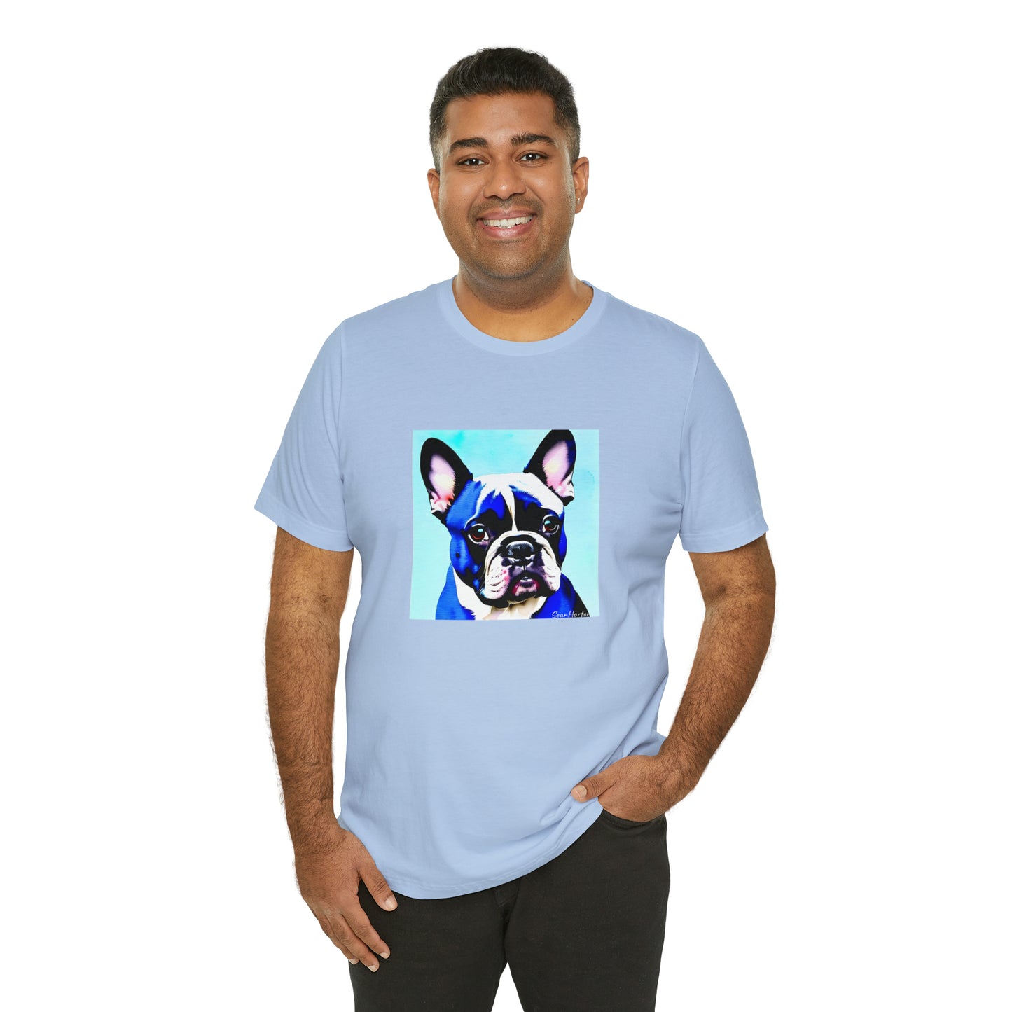 Blue Frenchie Unisex Jersey Short Sleeve Tee