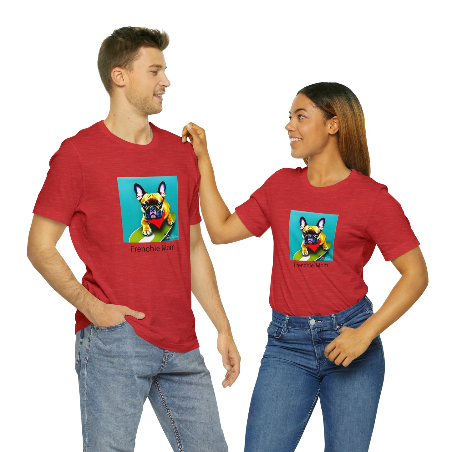 Frenchie on a Skateboard #2/Frenchie Mom Unisex Jersey Short Sleeve Tee