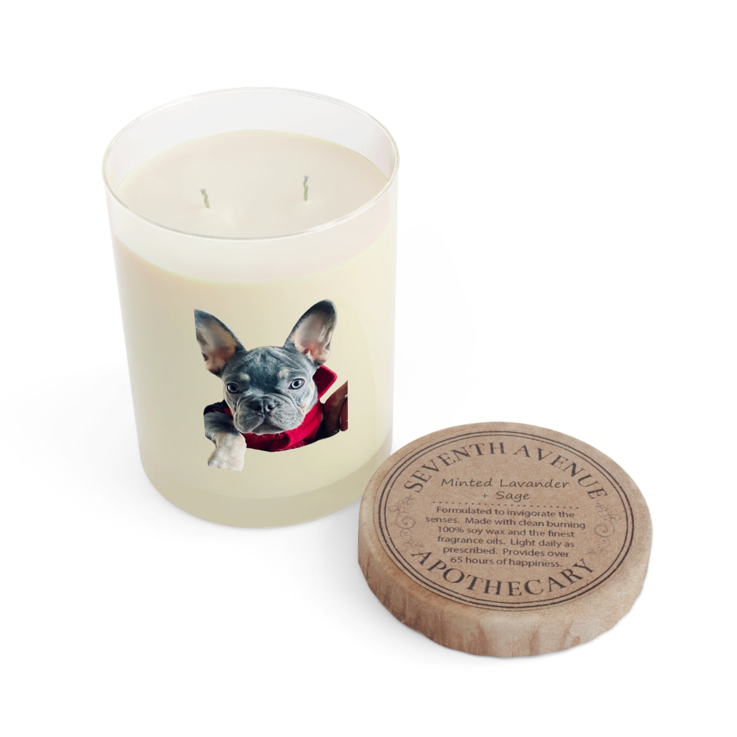 Romeo The Frenchie - Scented Candle - Full Glass, 11oz