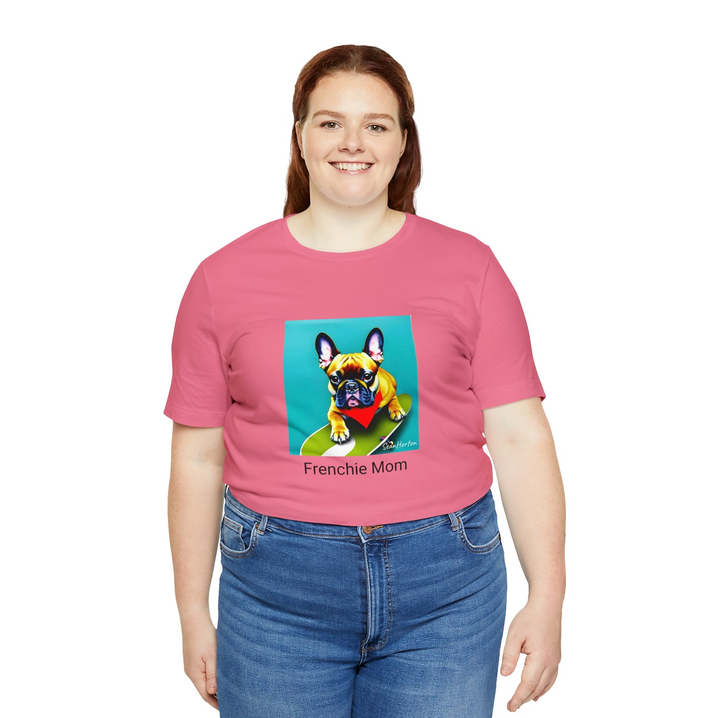 Frenchie on a Skateboard #2/Frenchie Mom Unisex Jersey Short Sleeve Tee