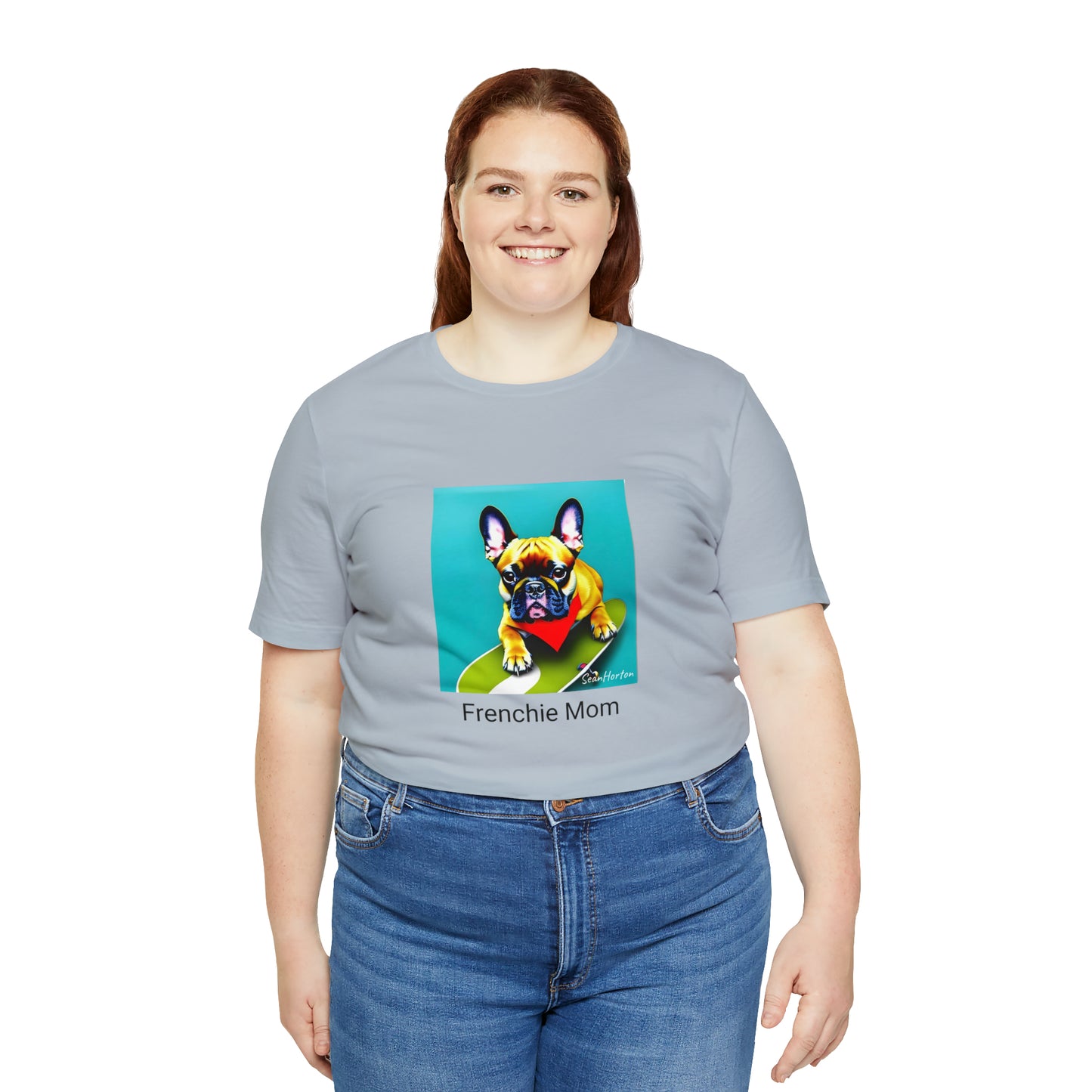 Frenchie on a Skateboard #2/Frenchie Mom Unisex Jersey Short Sleeve Tee