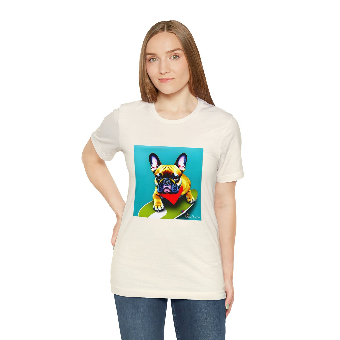 Frenchie on a Skateboard #2 Unisex Jersey Short Sleeve Tee