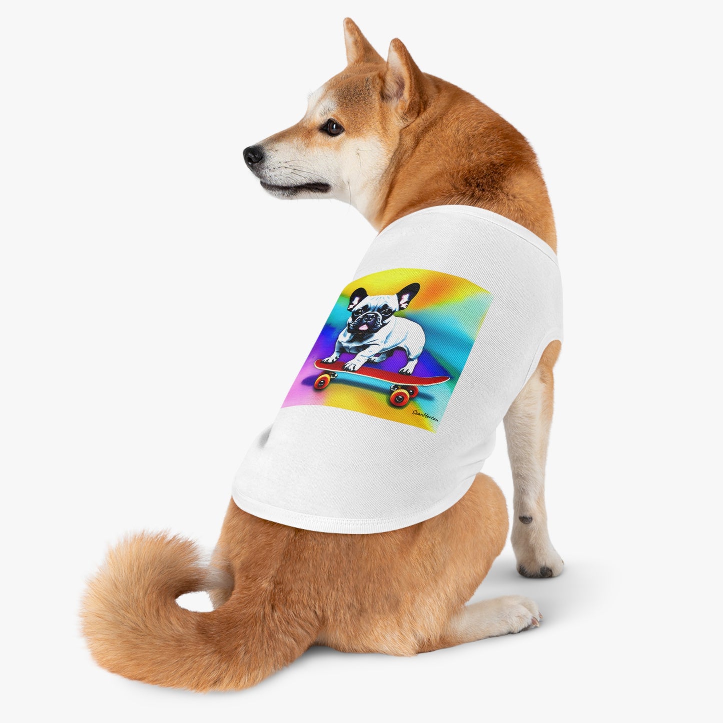 Frenchie on a Skateboard #3 Pet Tank Top