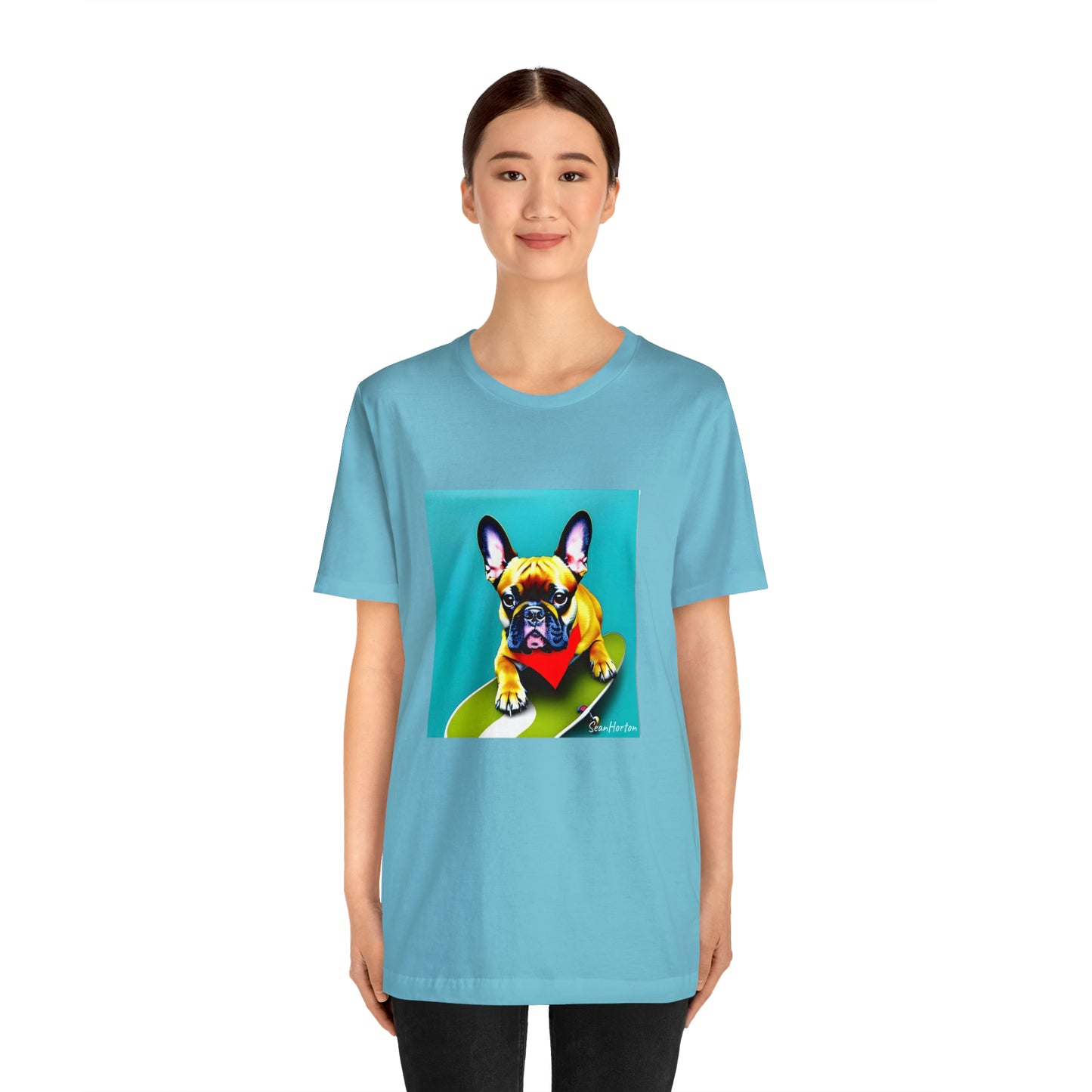 Frenchie on a Skateboard #2 Unisex Jersey Short Sleeve Tee