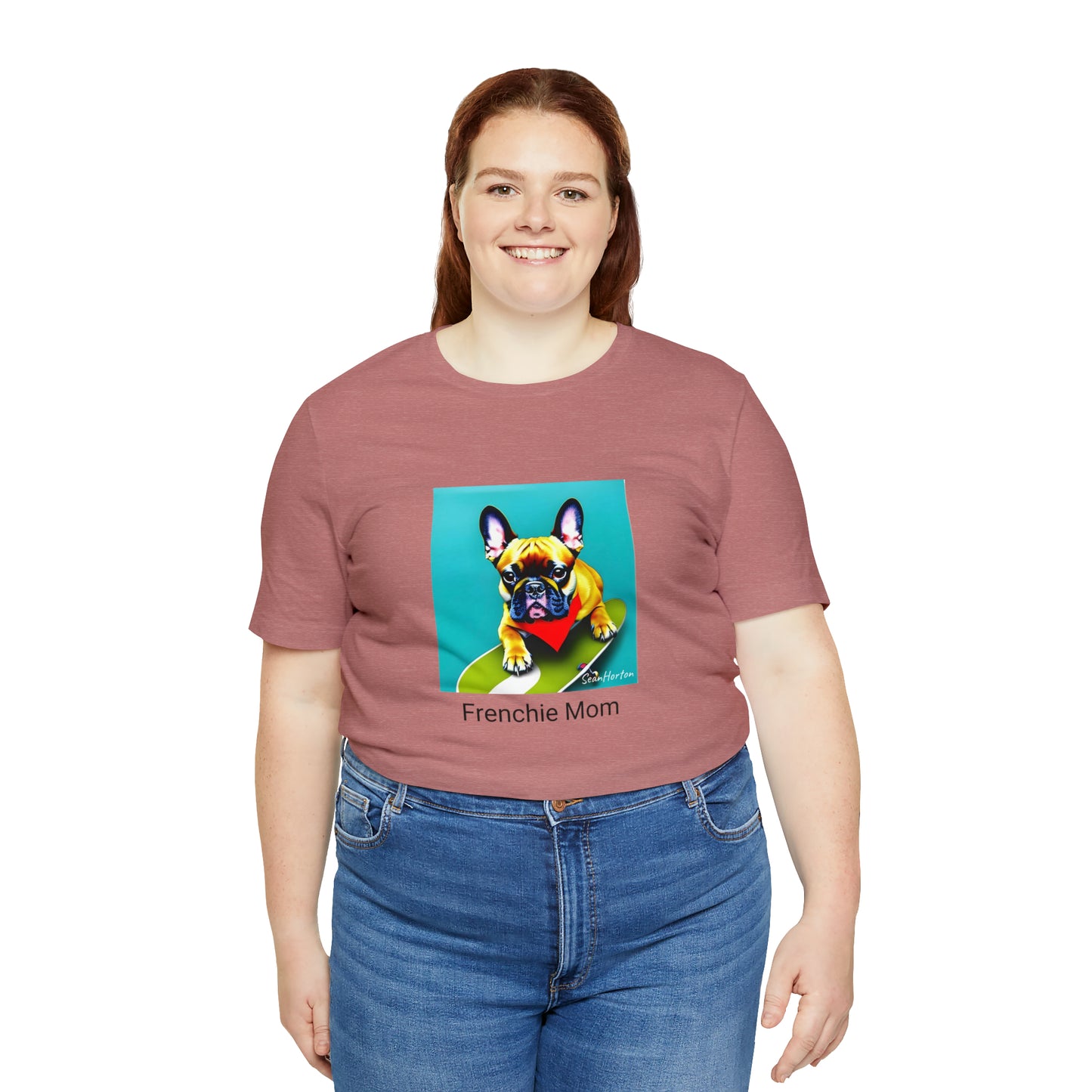 Frenchie on a Skateboard #2/Frenchie Mom Unisex Jersey Short Sleeve Tee