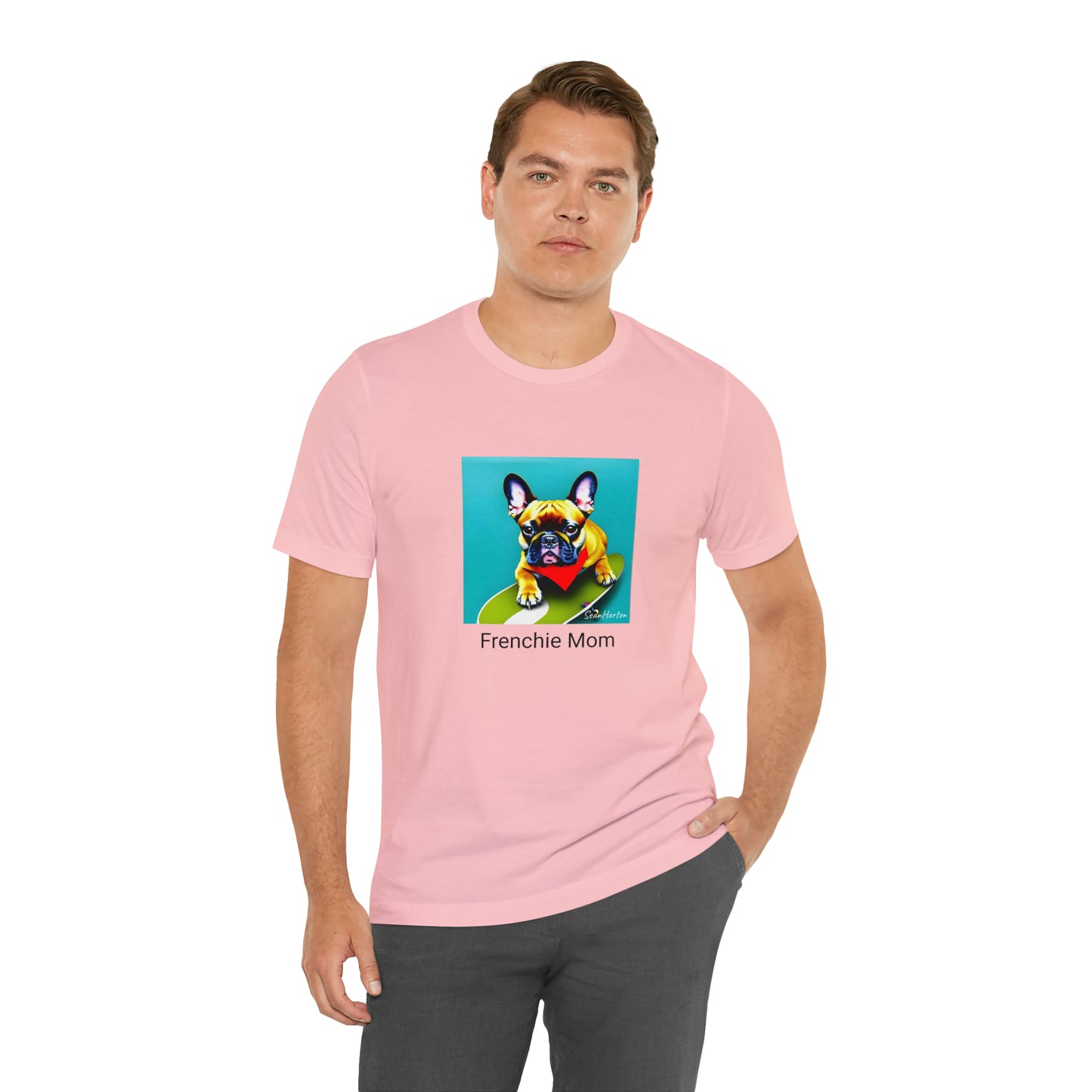 Frenchie on a Skateboard #2/Frenchie Mom Unisex Jersey Short Sleeve Tee