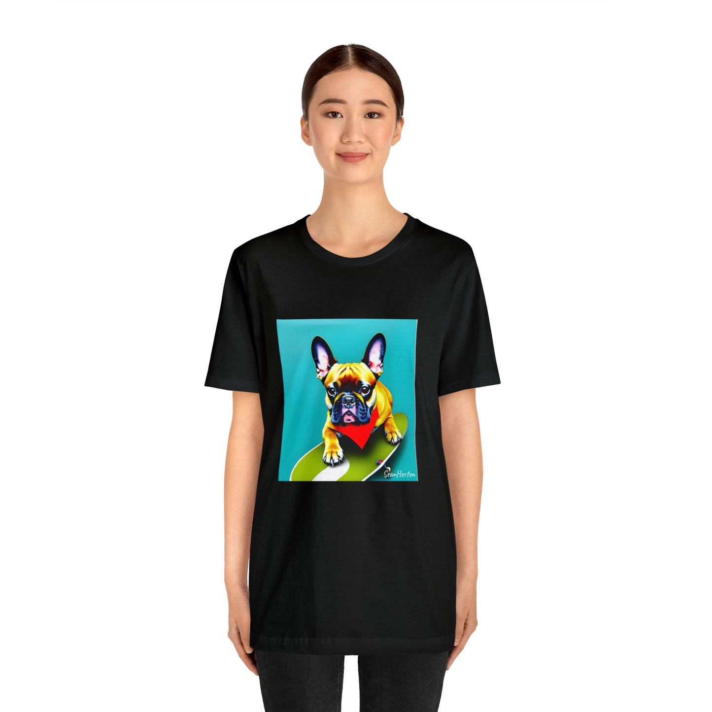 Frenchie on a Skateboard #2 Unisex Jersey Short Sleeve Tee
