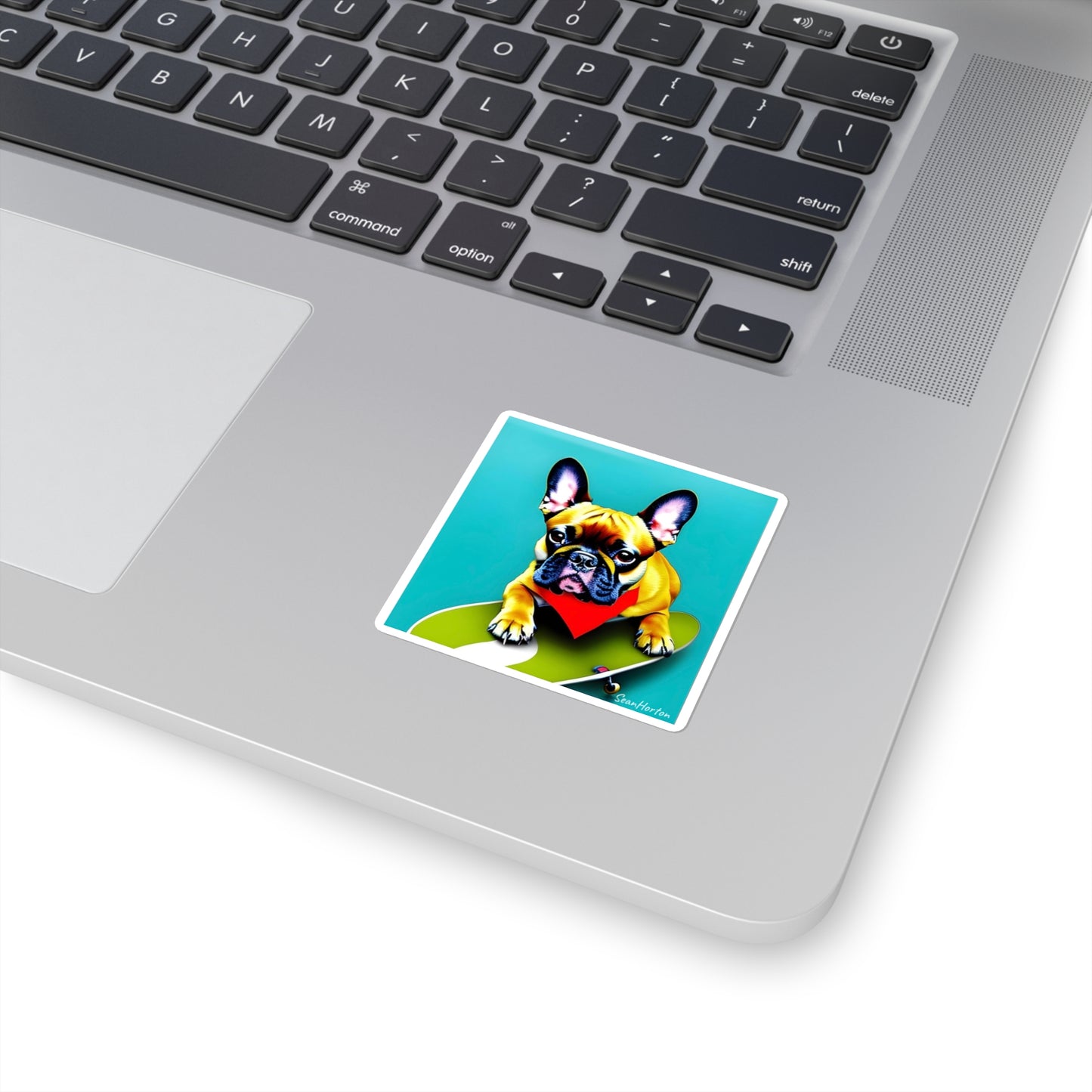 Frenchie on a Skateboard #2 Square Stickers