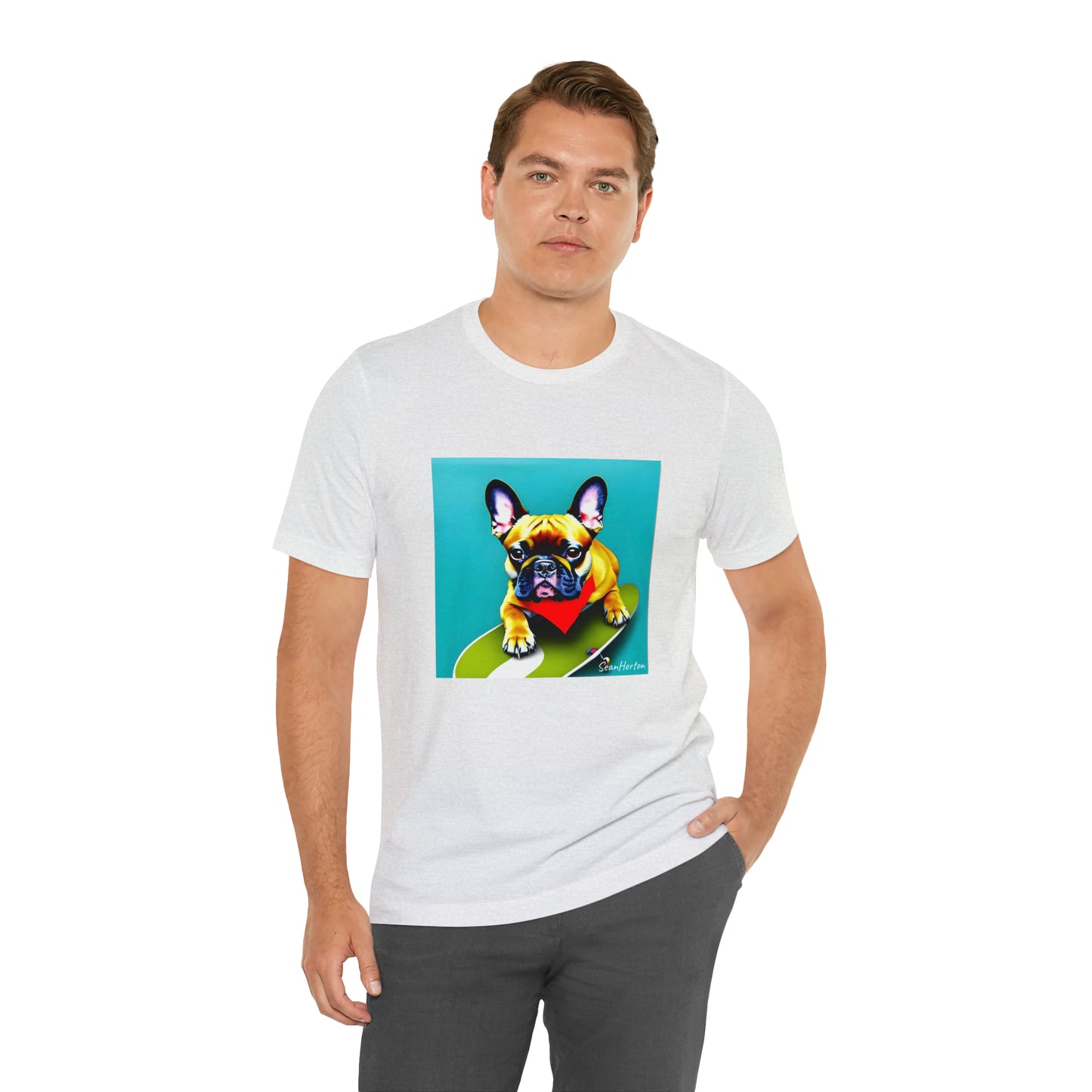 Frenchie on a Skateboard #2 Unisex Jersey Short Sleeve Tee