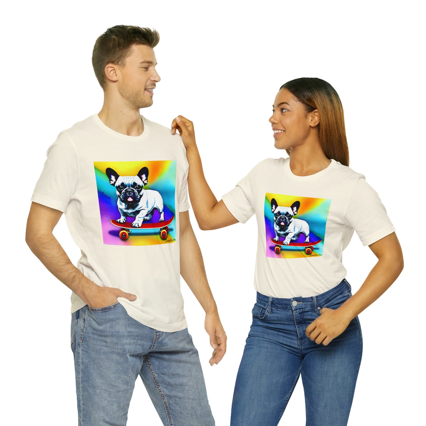 Frenchie on a Skateboard #3 Unisex Jersey Short Sleeve Tee
