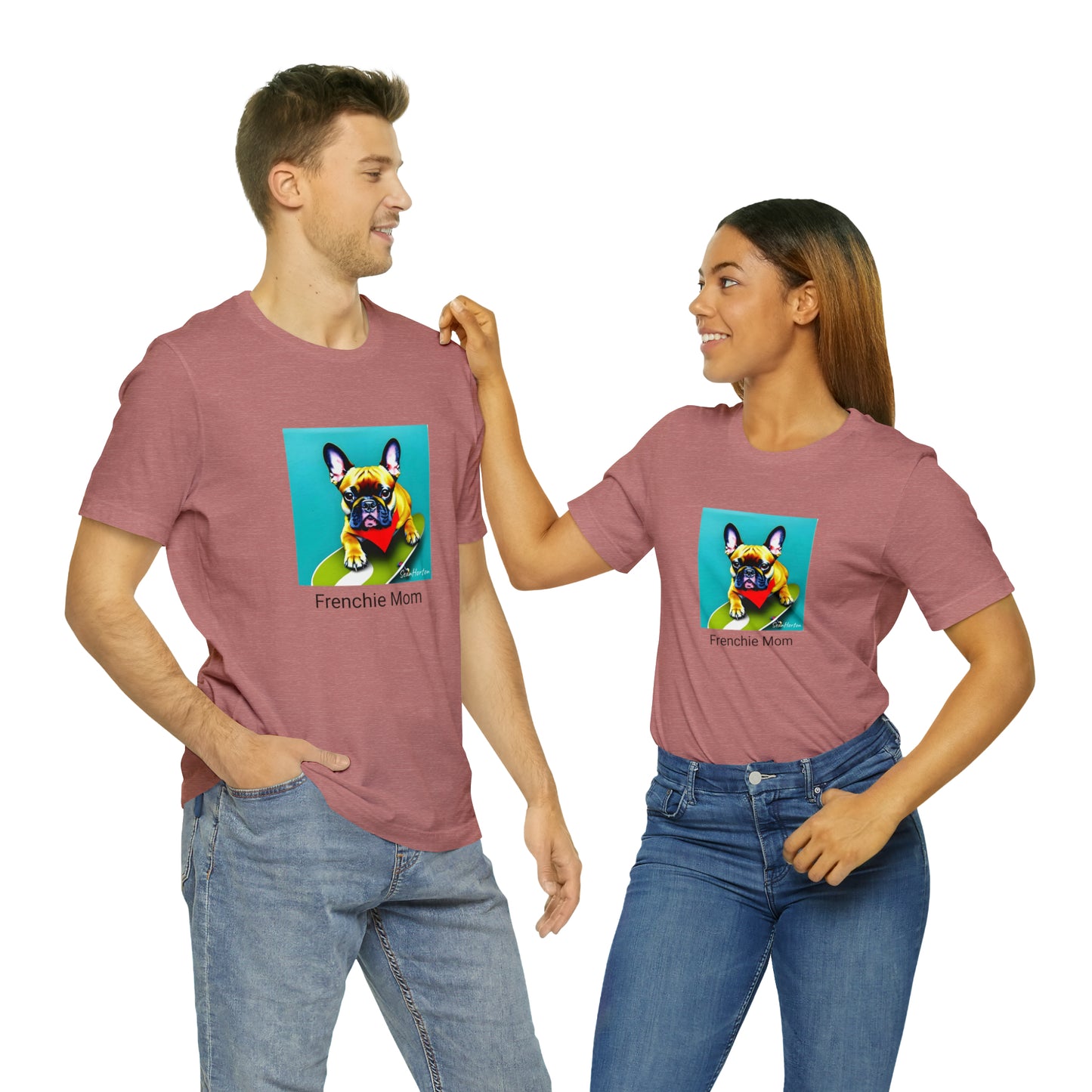Frenchie on a Skateboard #2/Frenchie Mom Unisex Jersey Short Sleeve Tee